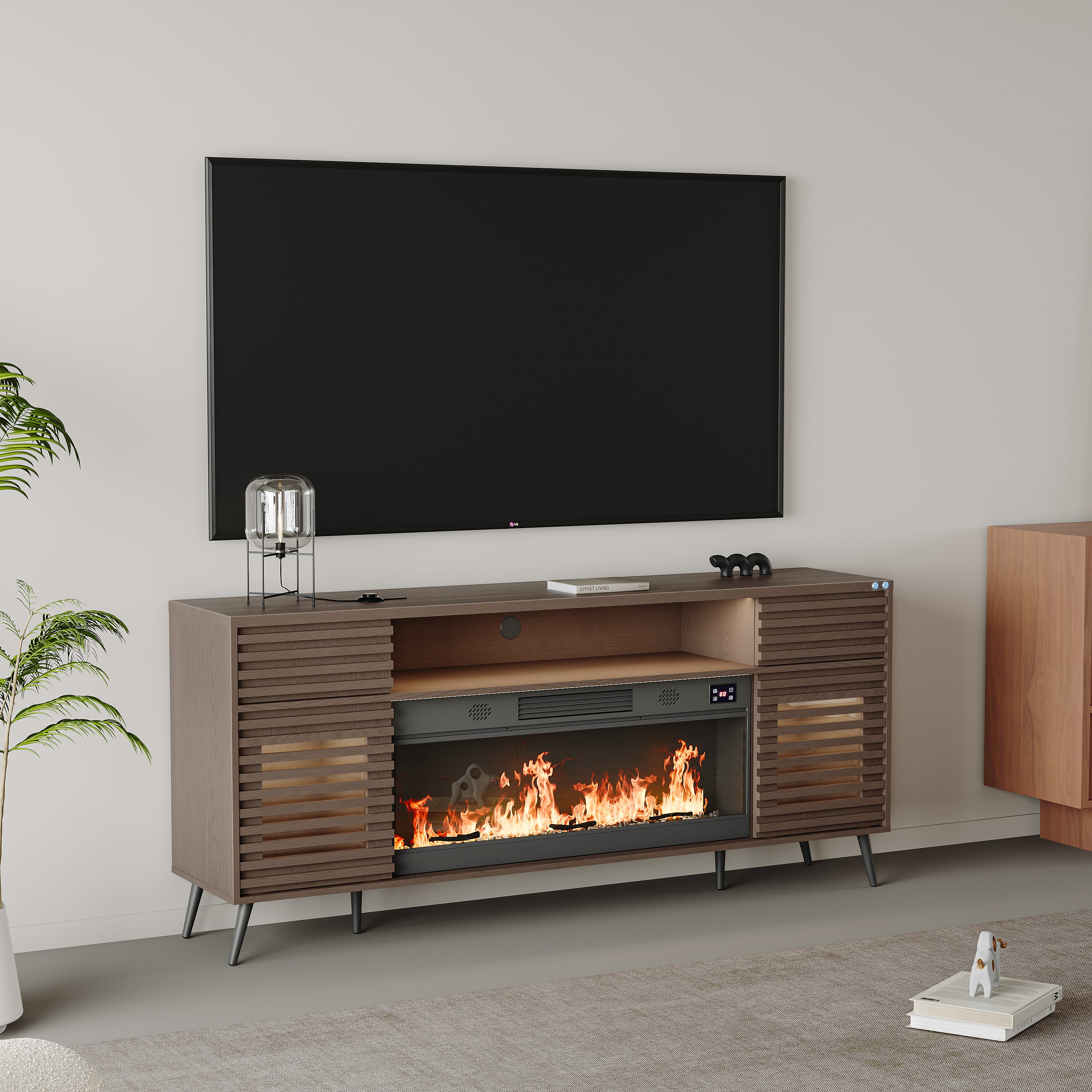 SITA Fully Assembled 71" TV Stand with Electric Fireplace