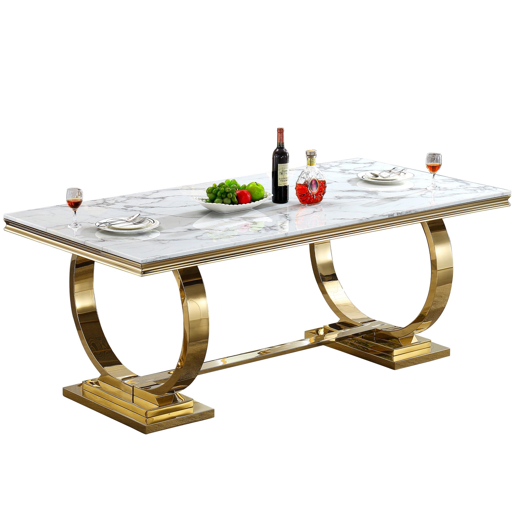 High Polished Stainless Steel Frame Dining Table