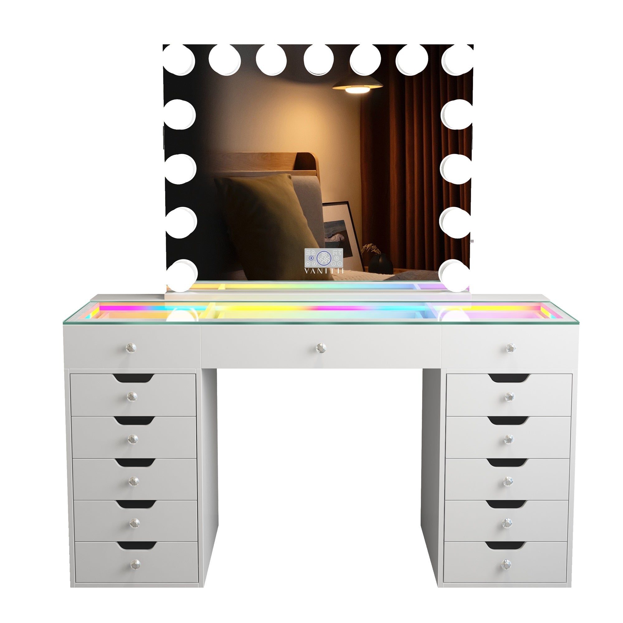 Eva-RGB Vanity Desk Set with Mirror