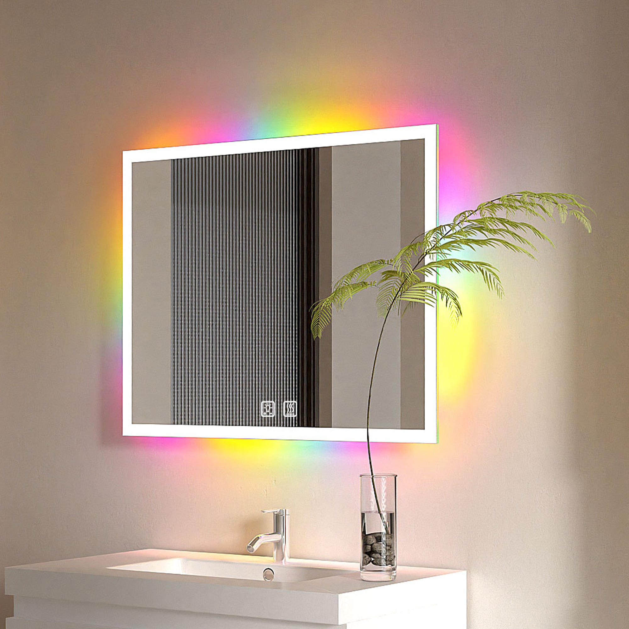 Waterproof RGB Bathroom Mirror with Led Light Strip