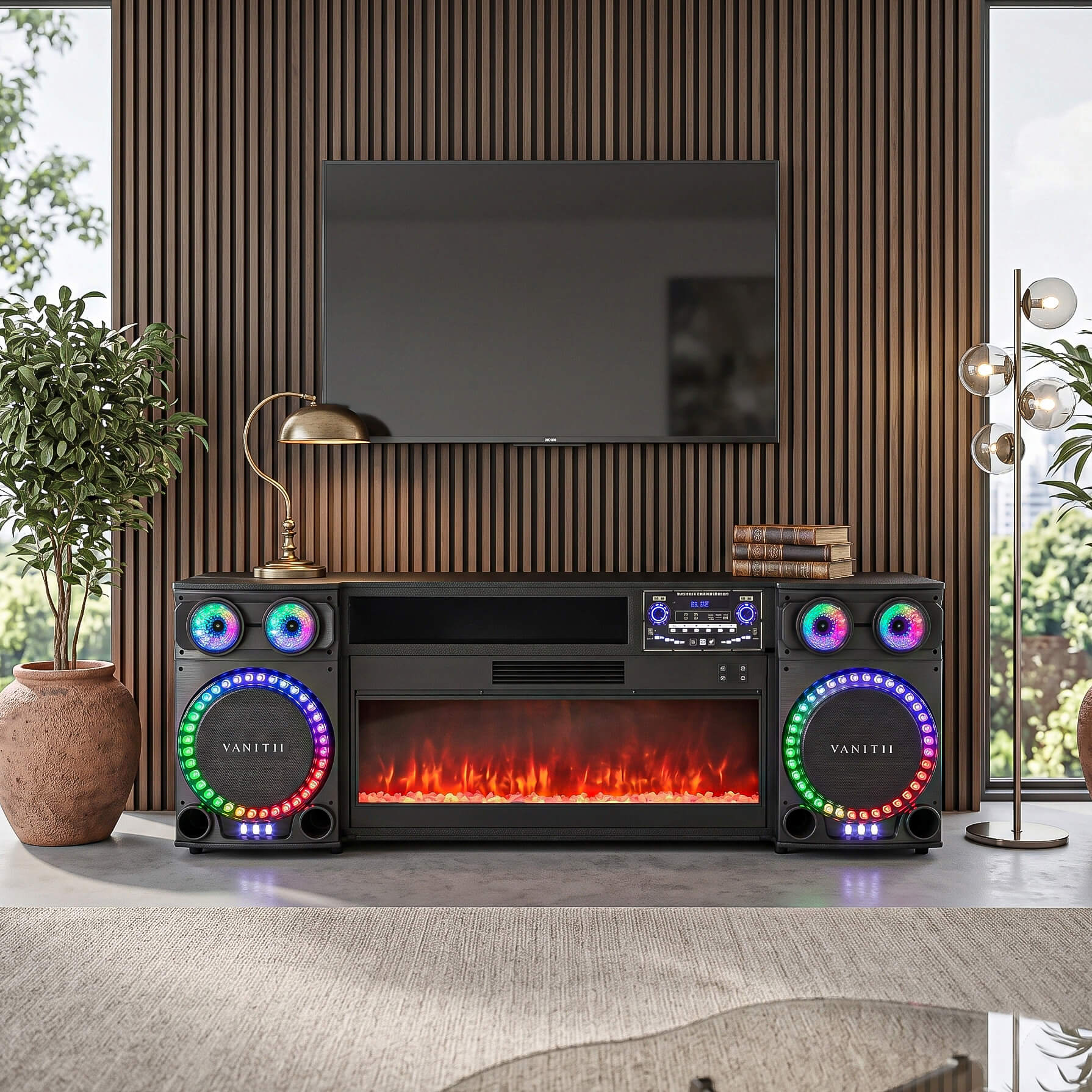 VANITII Smart Fireplace TV Stand & Sound Station