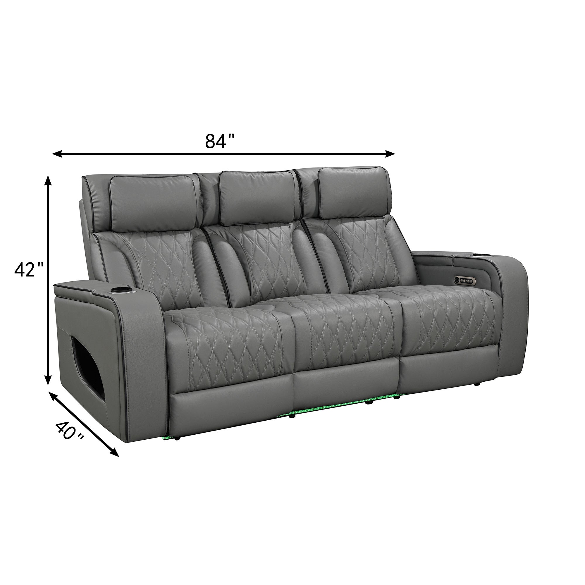 Jessie Power Recliner Gray 3-seater Sofa