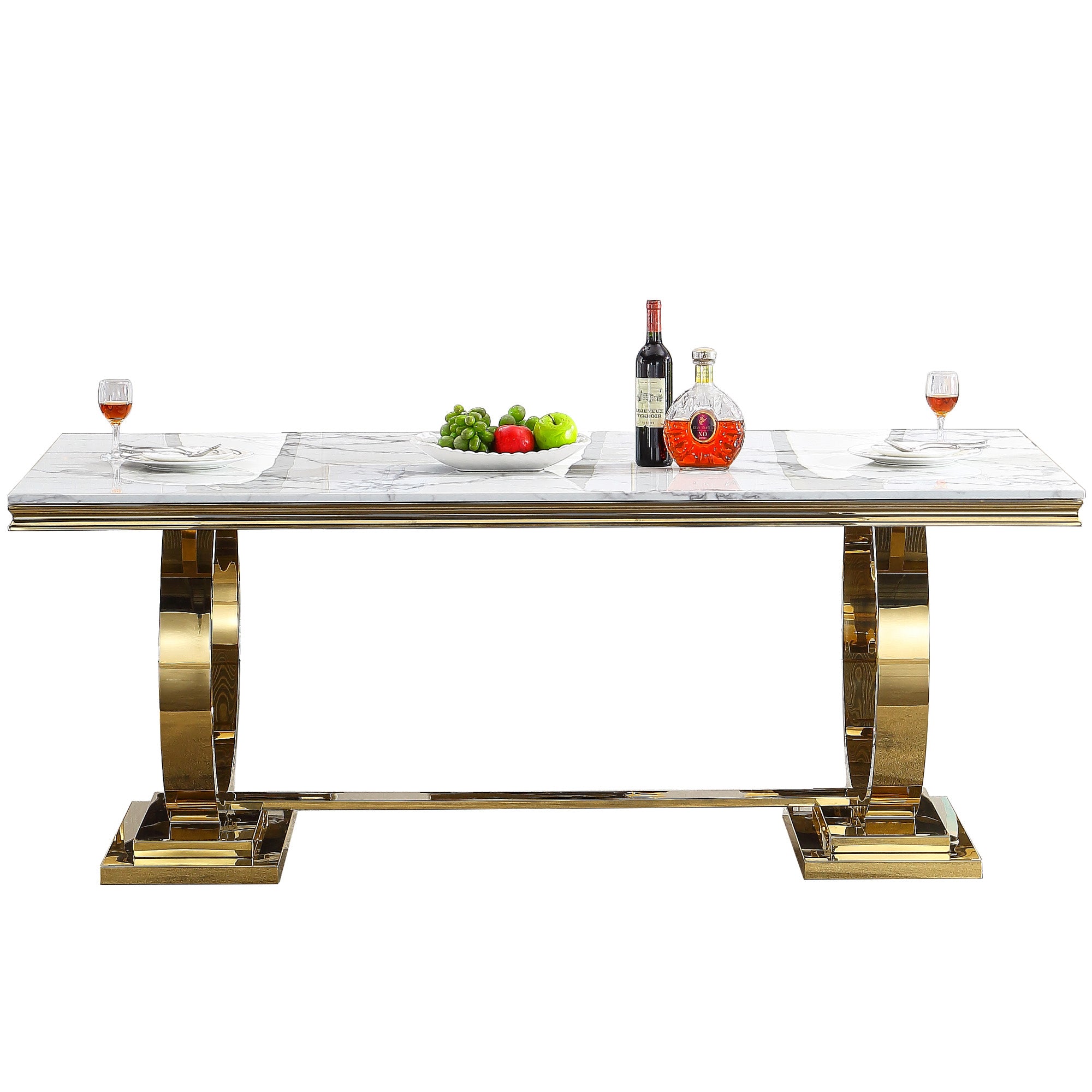 High Polished Stainless Steel Frame Dining Table