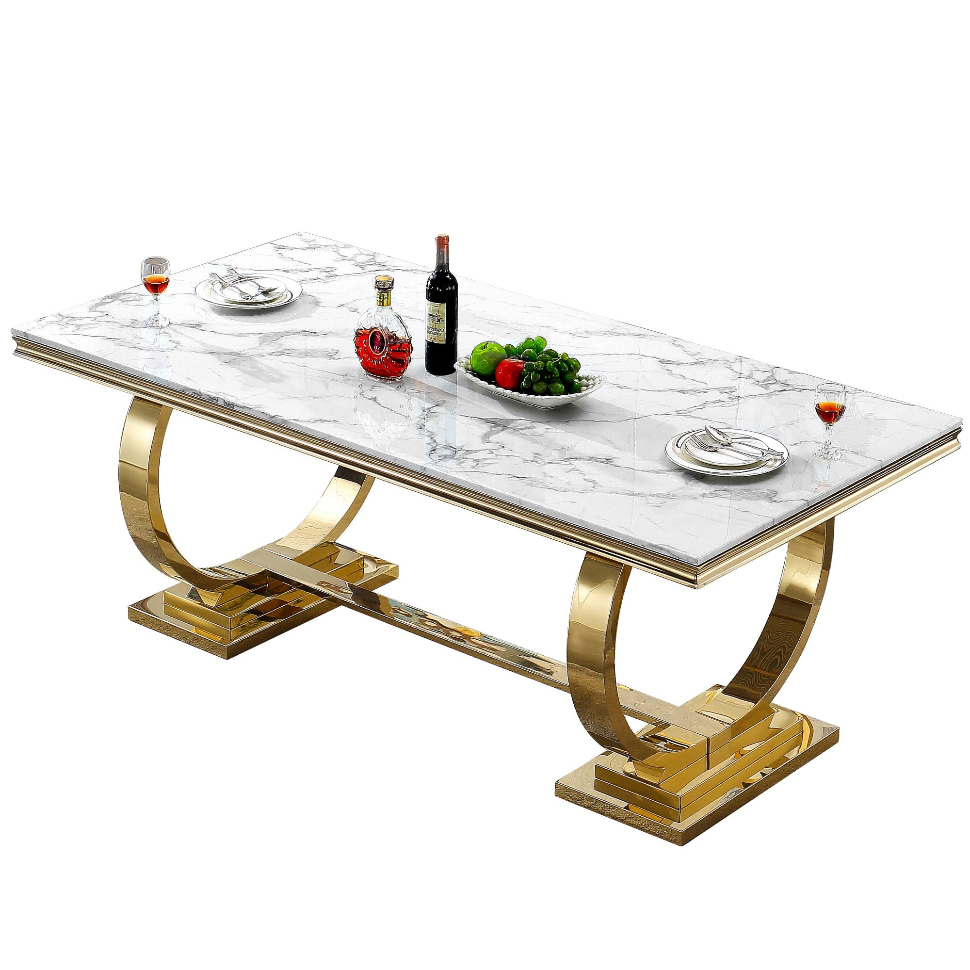 High Polished Stainless Steel Frame Dining Table