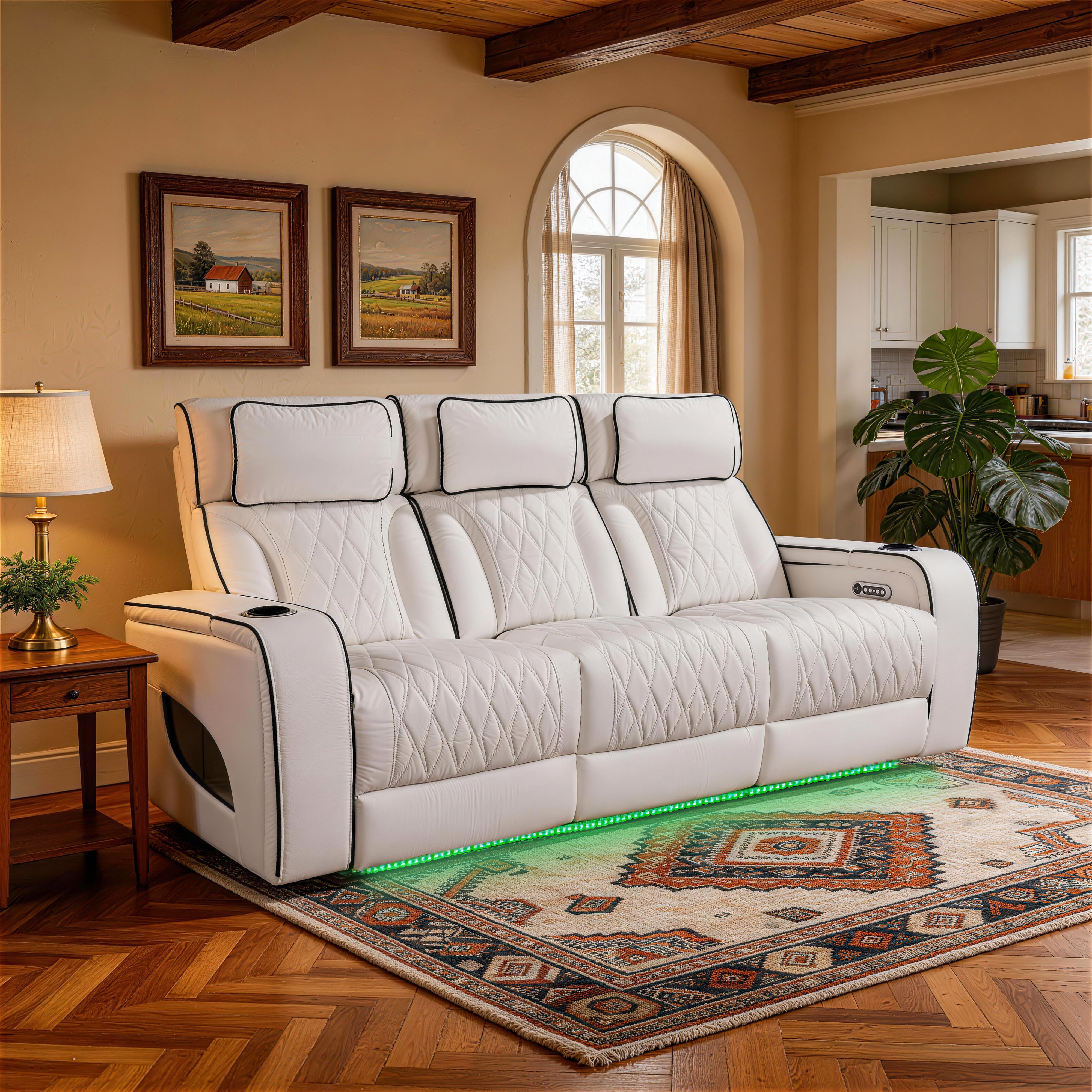 Jessie White Power Recliner 3-seater Sofa