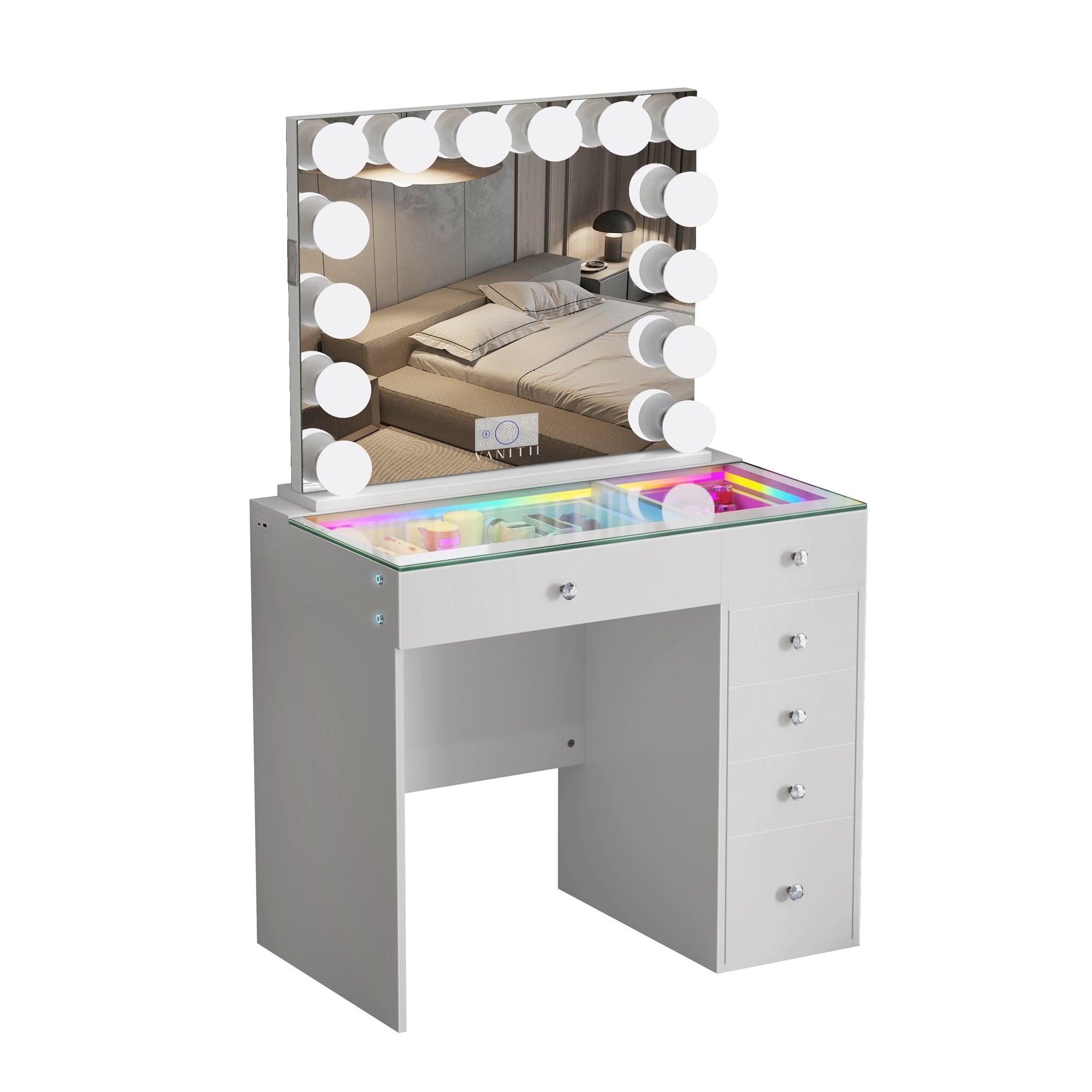 VANITII Mini Diana Vanity Set - 6 Storage Drawers with Mirror thumbnail view 2