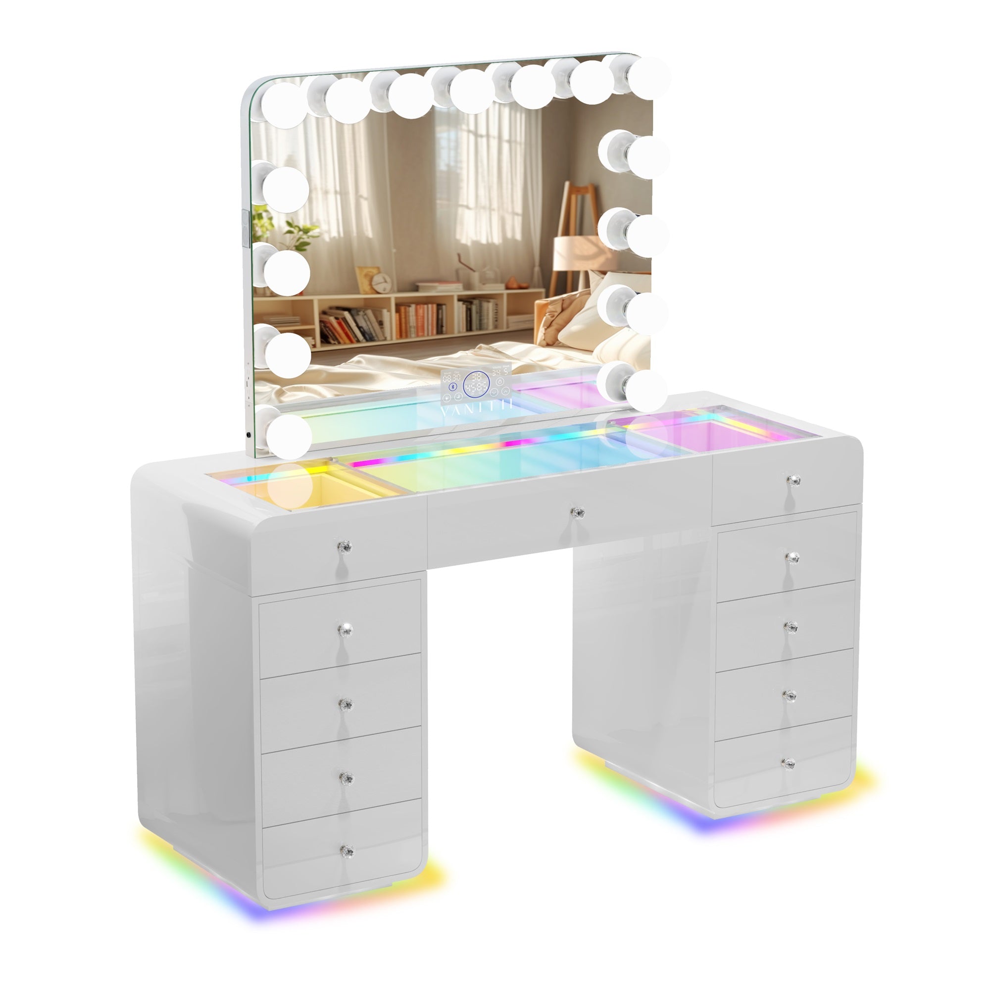 VANITII Catalina Vanity Desk with RGB light including vanity mirror