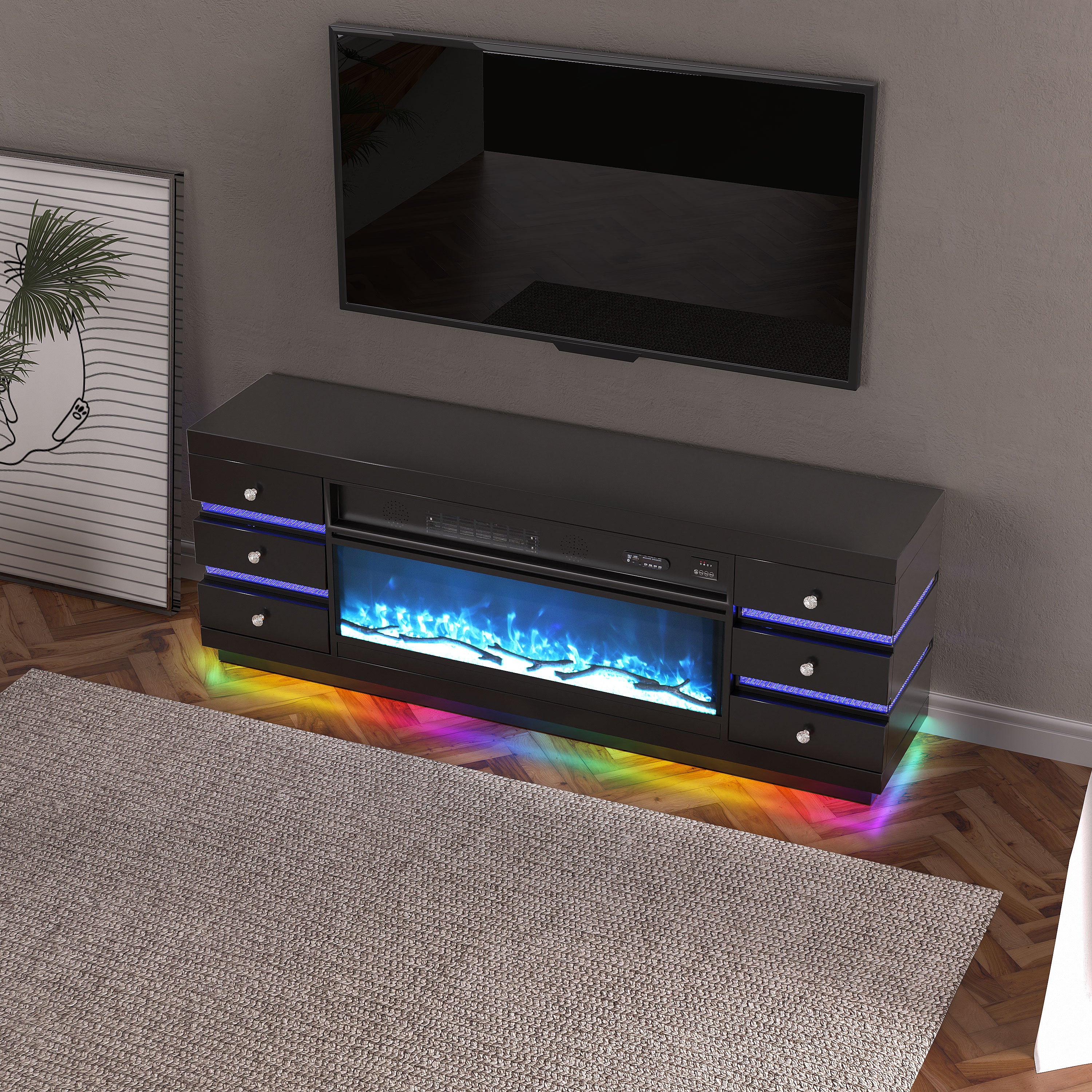 Fully Assembled Multi-Flame Colors TV Stand LED Fireplace