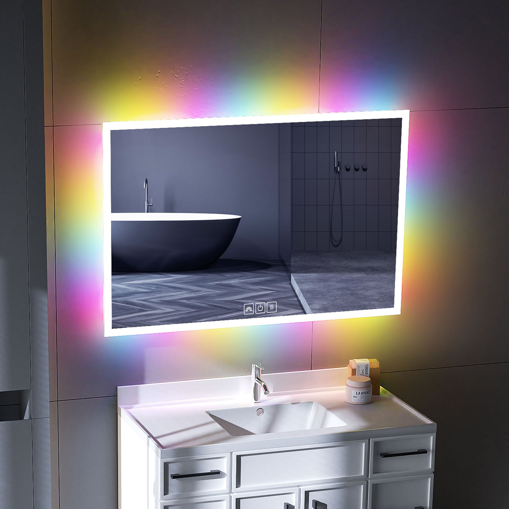 Waterproof RGB Bathroom Mirror with Led Light Strip