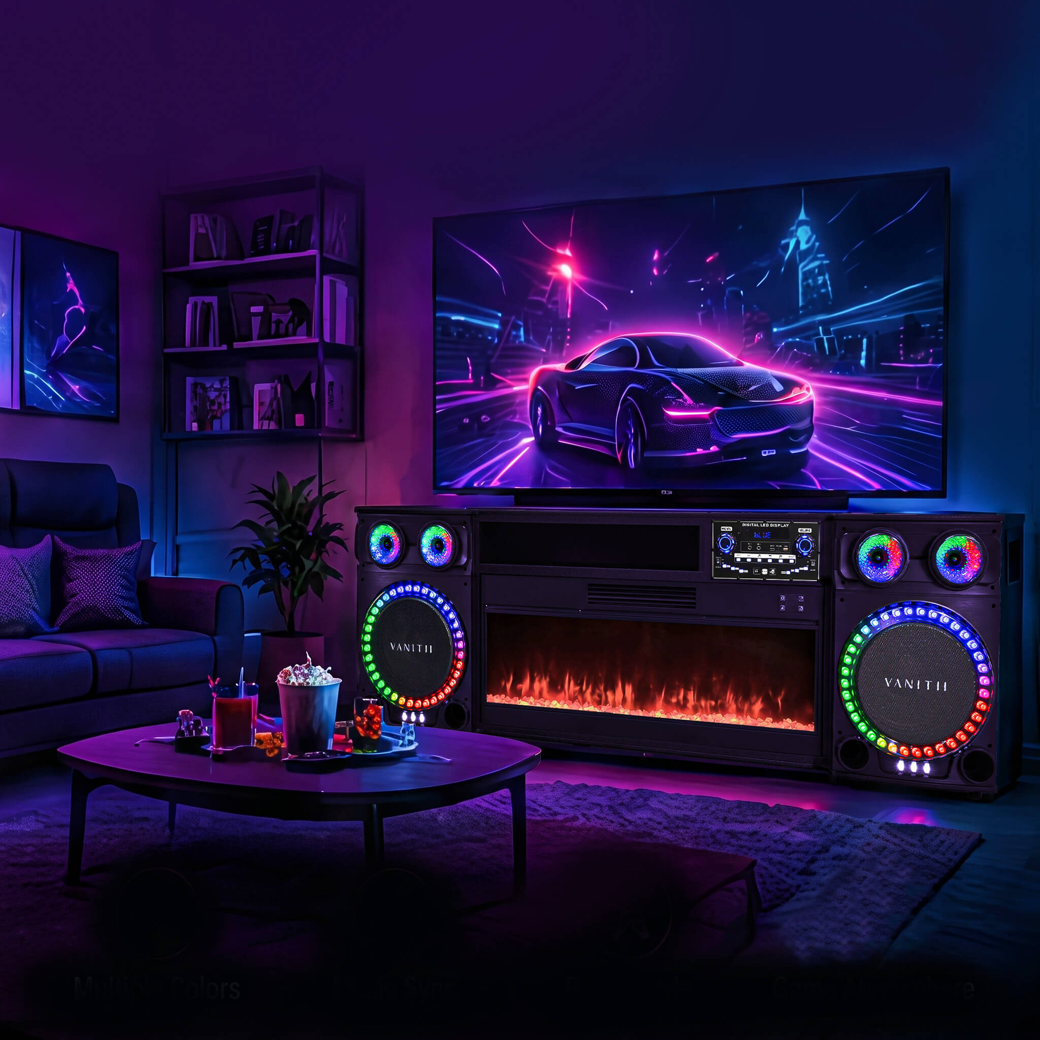 VANITII Smart Fireplace TV Stand & Sound Station