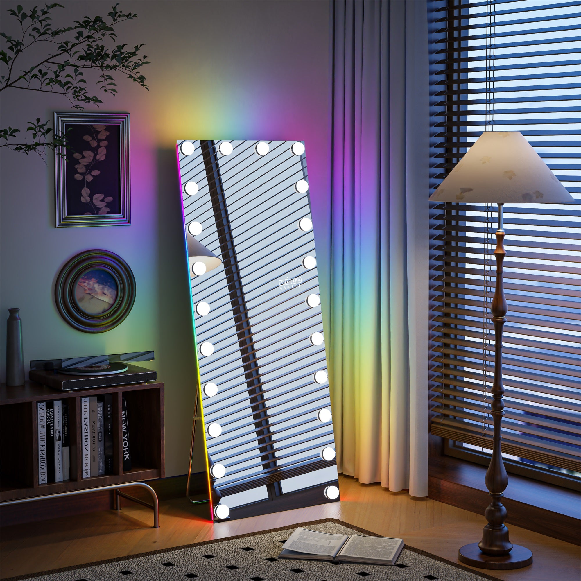VANITII Full Length Hollywood Mirror with Bluetooth Speaker & LED