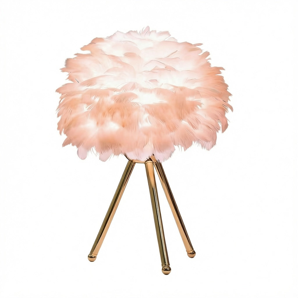 Nordic Feather LED Table Lamp, 3-Color Dimmable Bedside Ambient Light