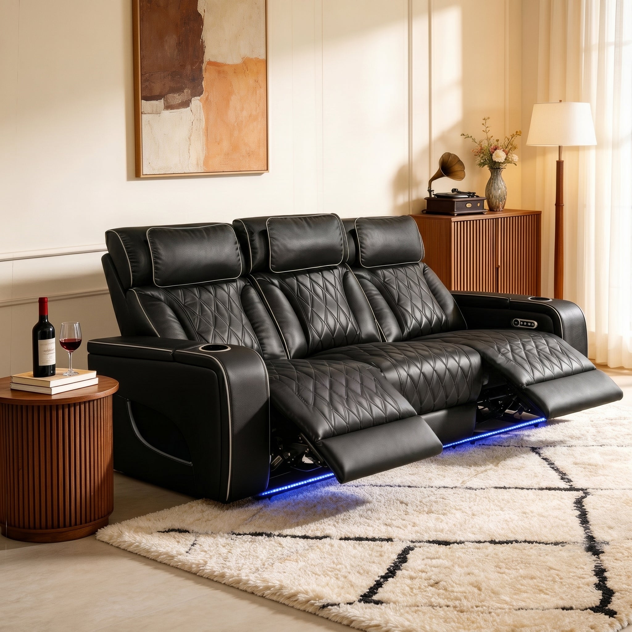 Jessie Power Recliner Black 3-seater Sofa