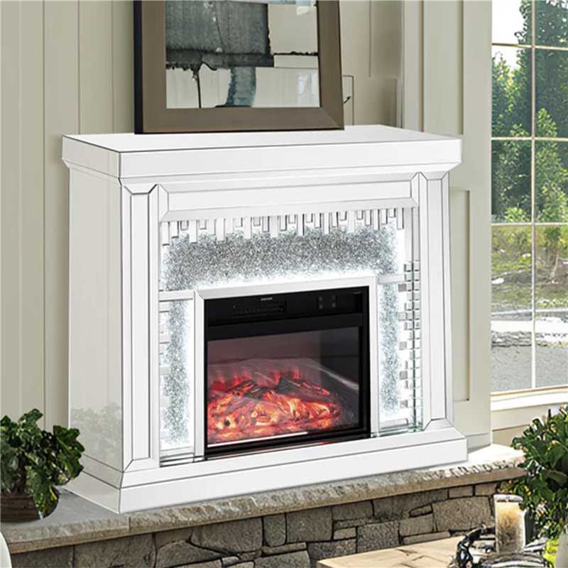 Fully Assembled 47" Crushed Diamonds LED Mirrored Fireplace
