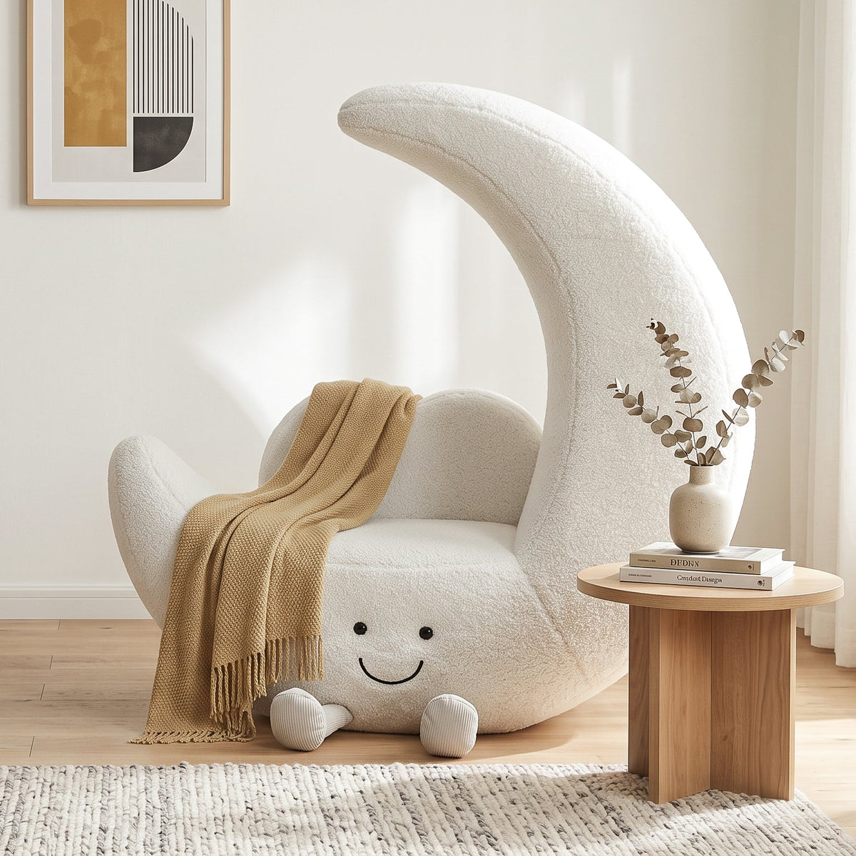 Luna sofa：cute crescent shape with a friendly smile detail for modern bedroom