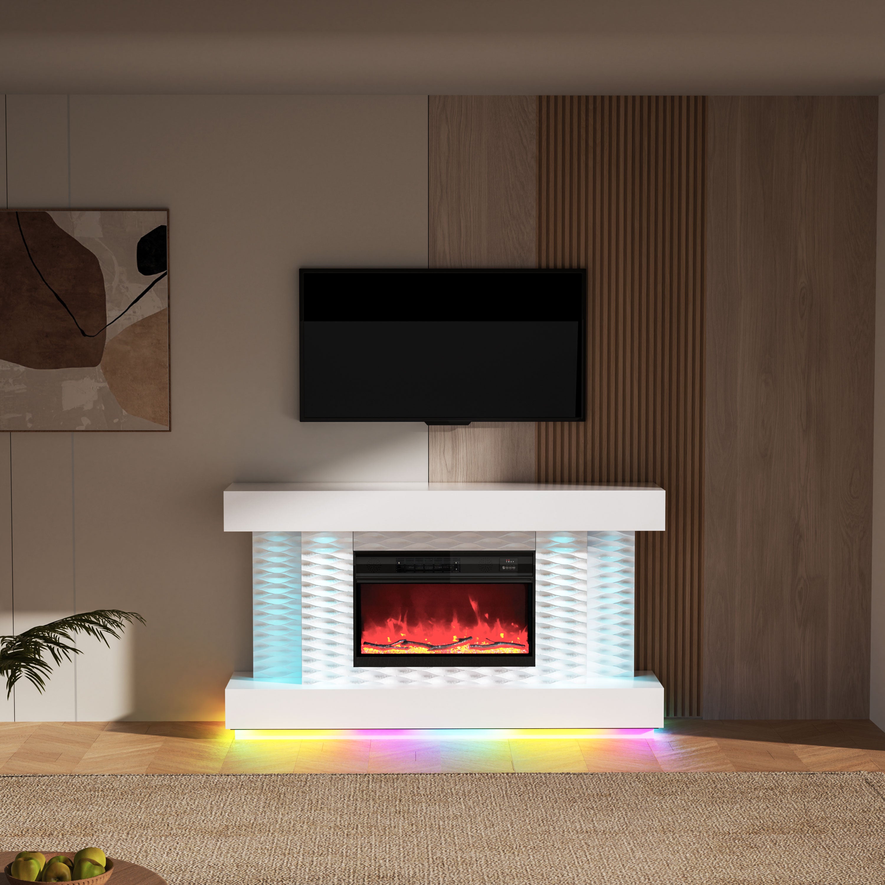 VANITII Multi-Flame Colors TV Stand with Fireplace