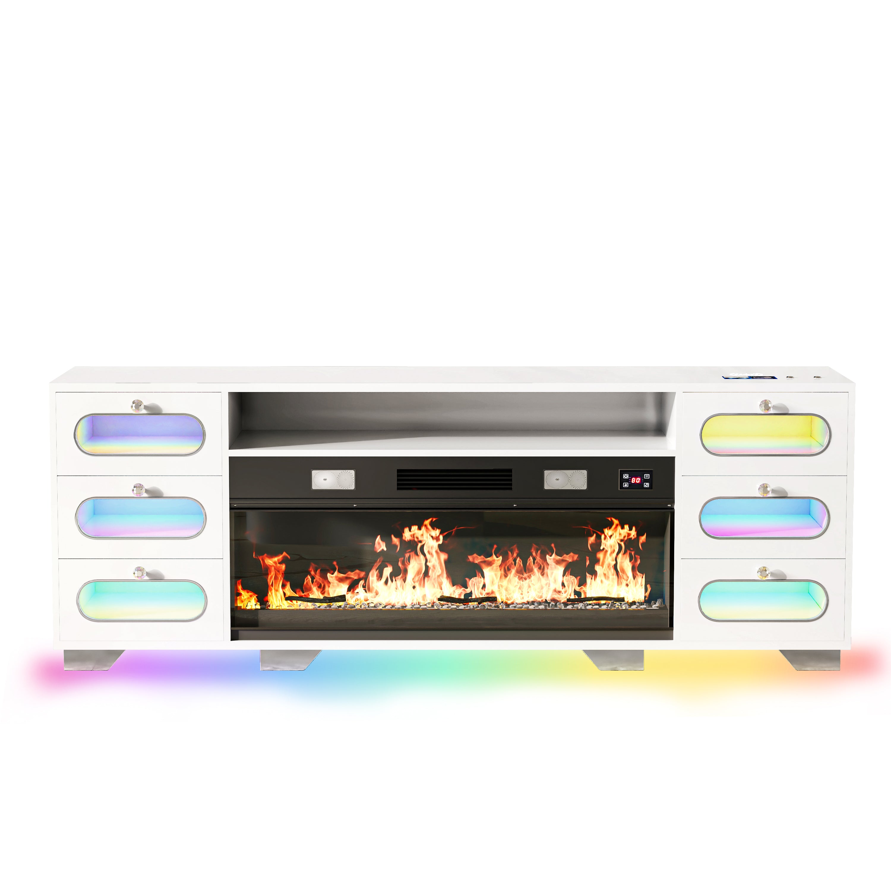 Fully assembled 71“ TV Stand with Fireplace