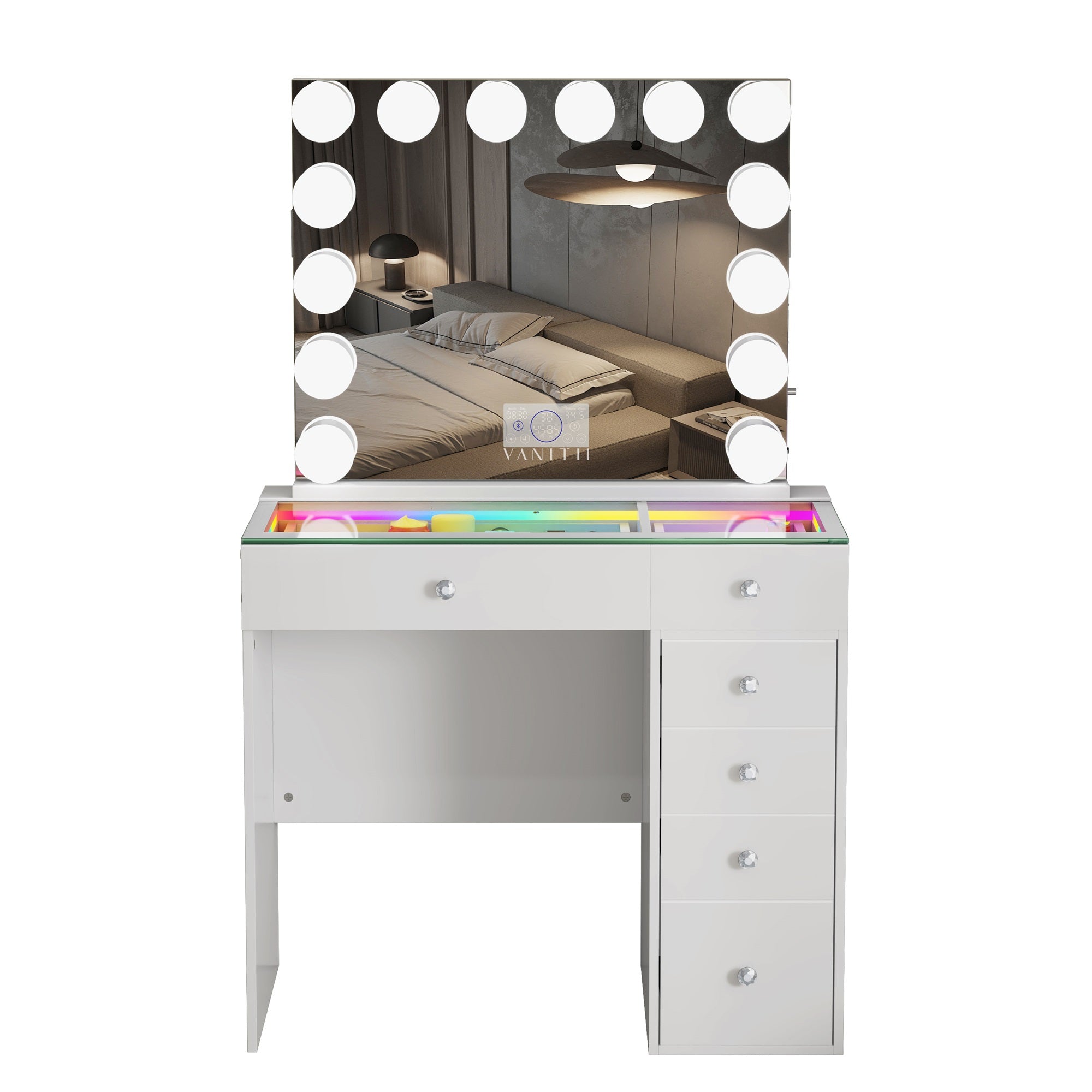 VANITII Mini Diana Vanity Set - 6 Storage Drawers with Mirror thumbnail view 3