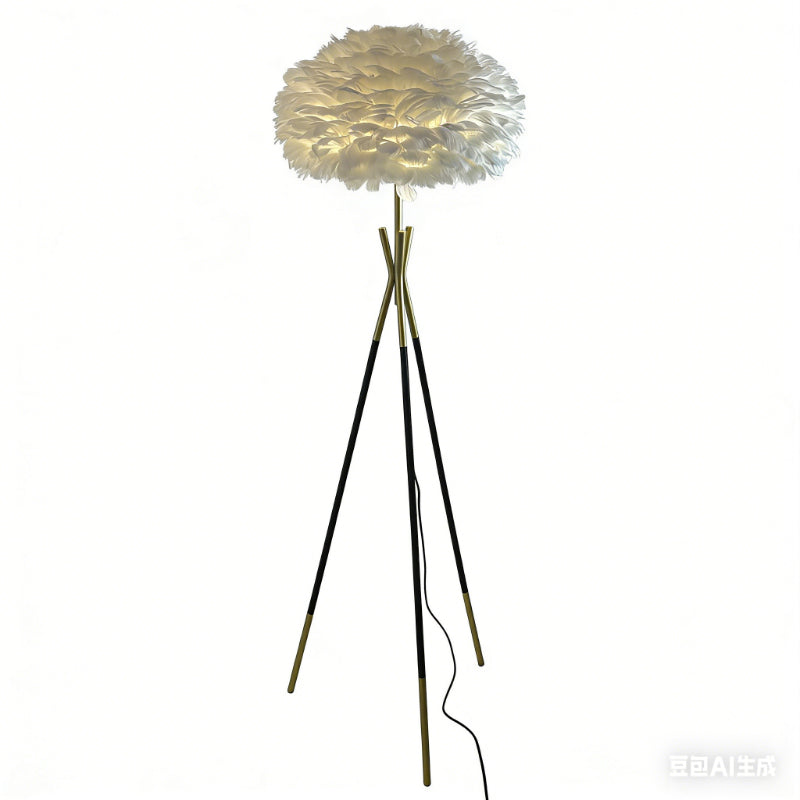 Nordic Feather Floor Lamp, LED 3-Color Dimmable Remote Ambient Light