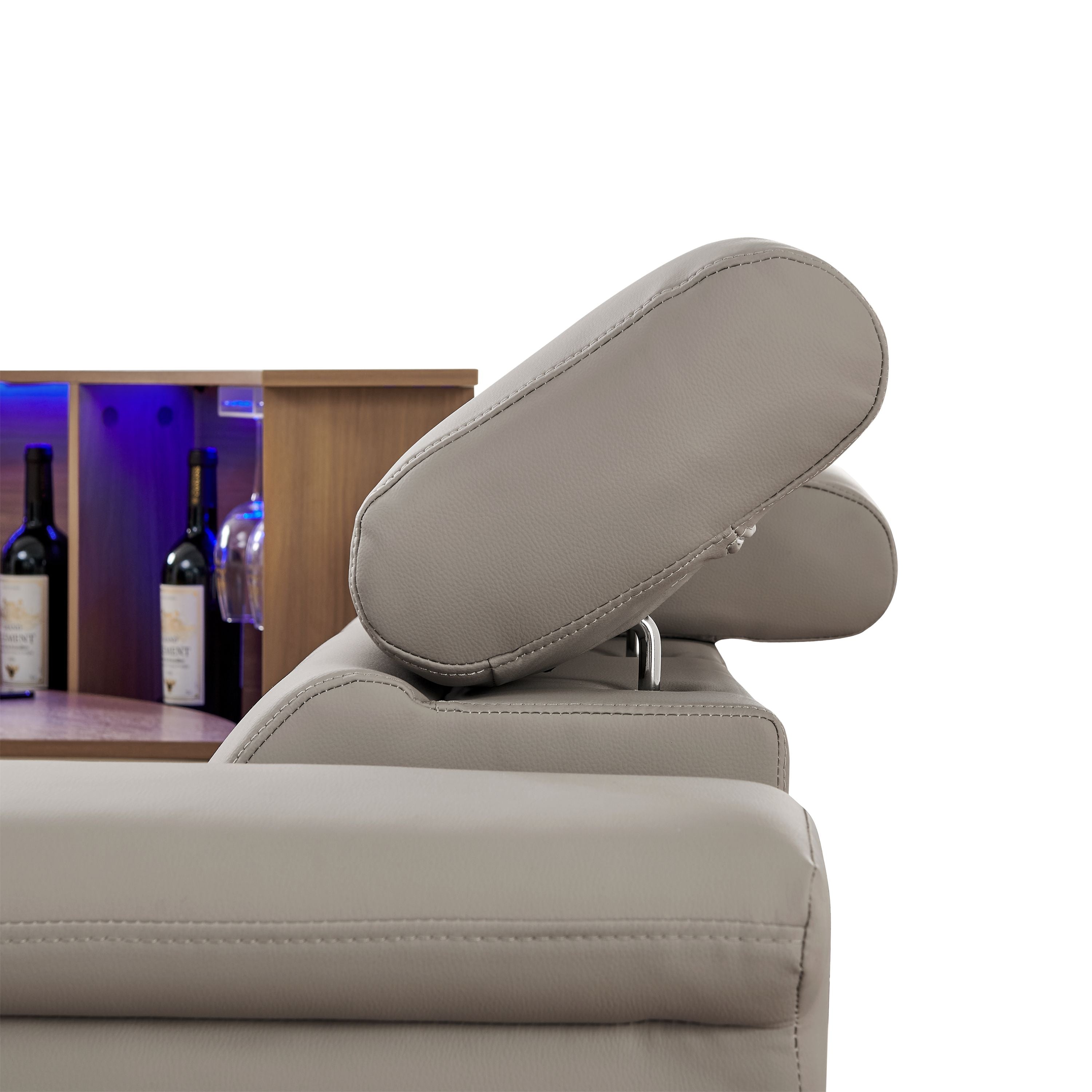 Luxury Leather Power Recliner with Rising Cabinet