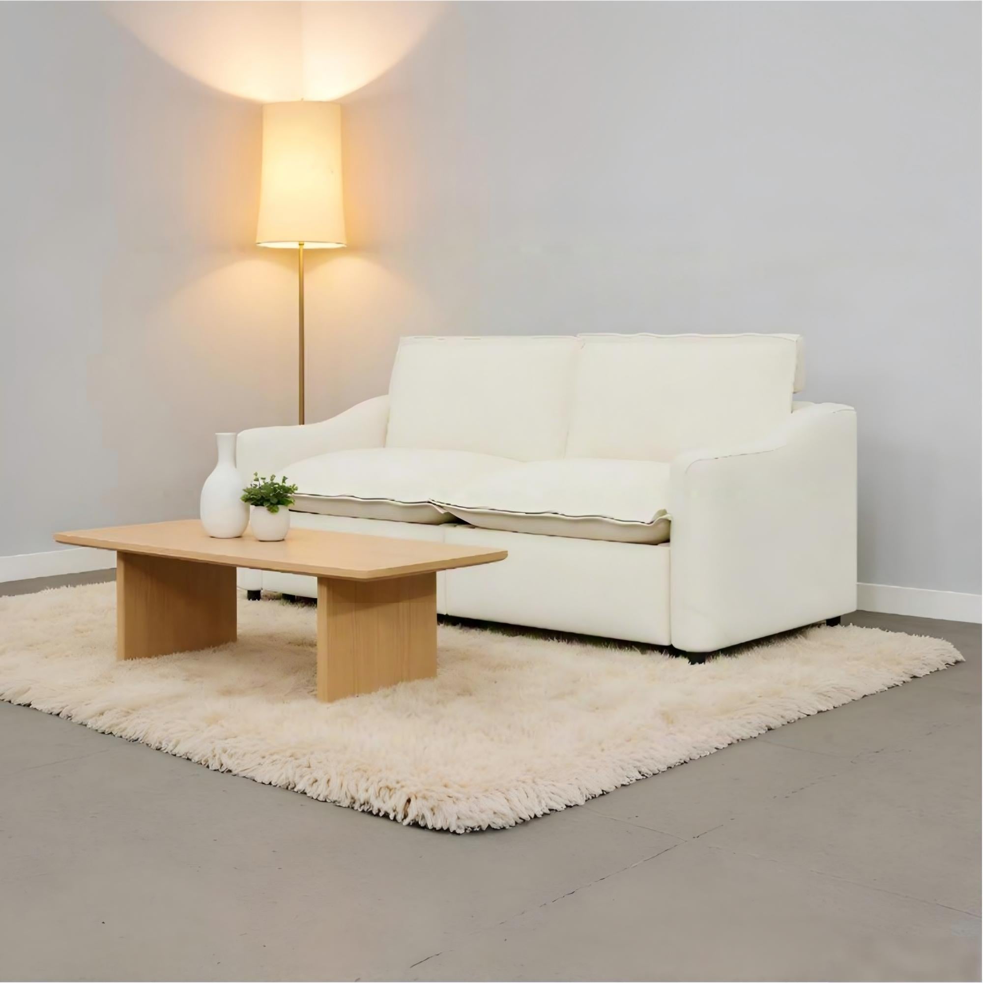 Haven 2-Seater Power Reclining Loveseat, Cream Cloud-Like Fabric Modern Living Room Furniture
