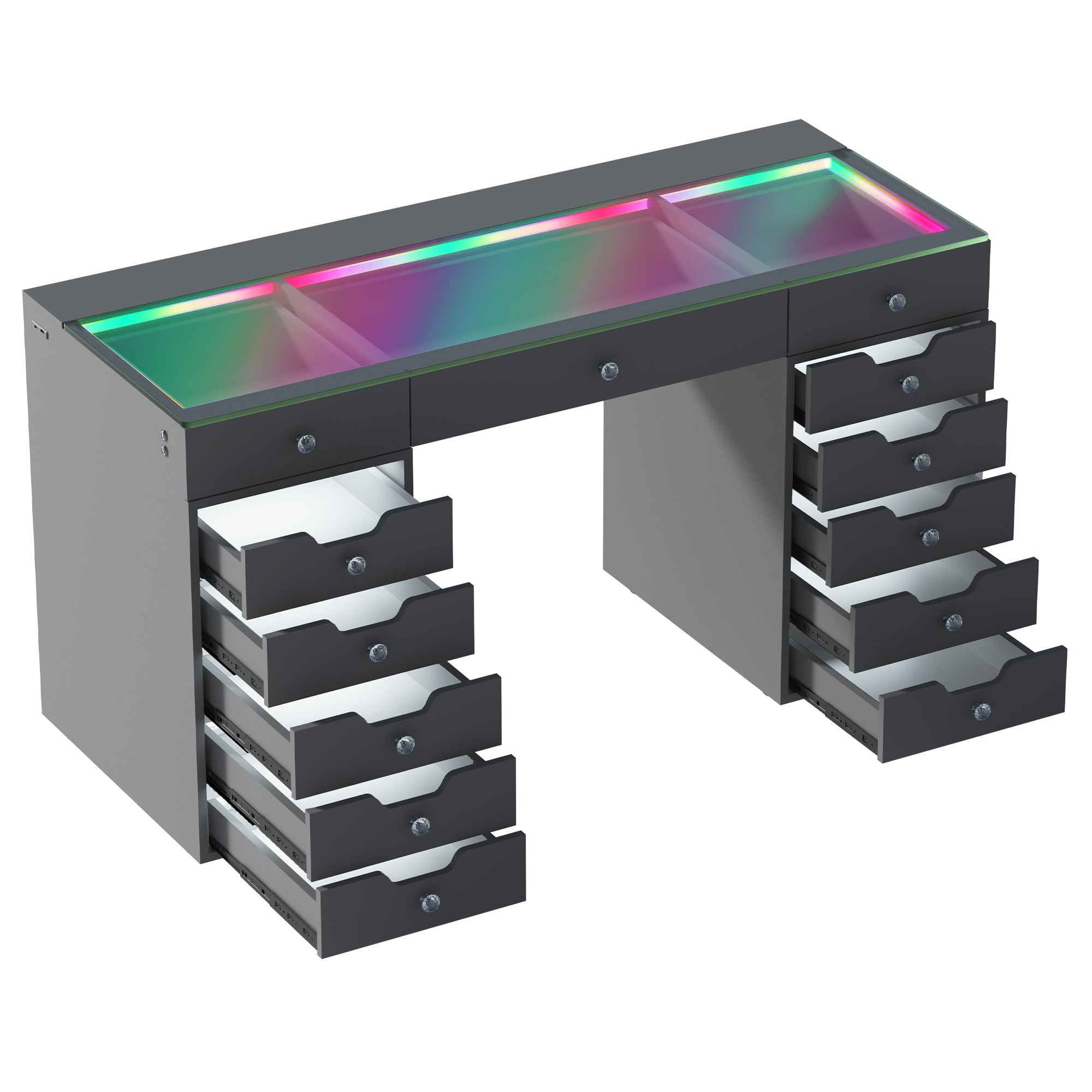 VANITII Eva Vanity Desk  - 13 Storage Drawers with Full Light &RGB