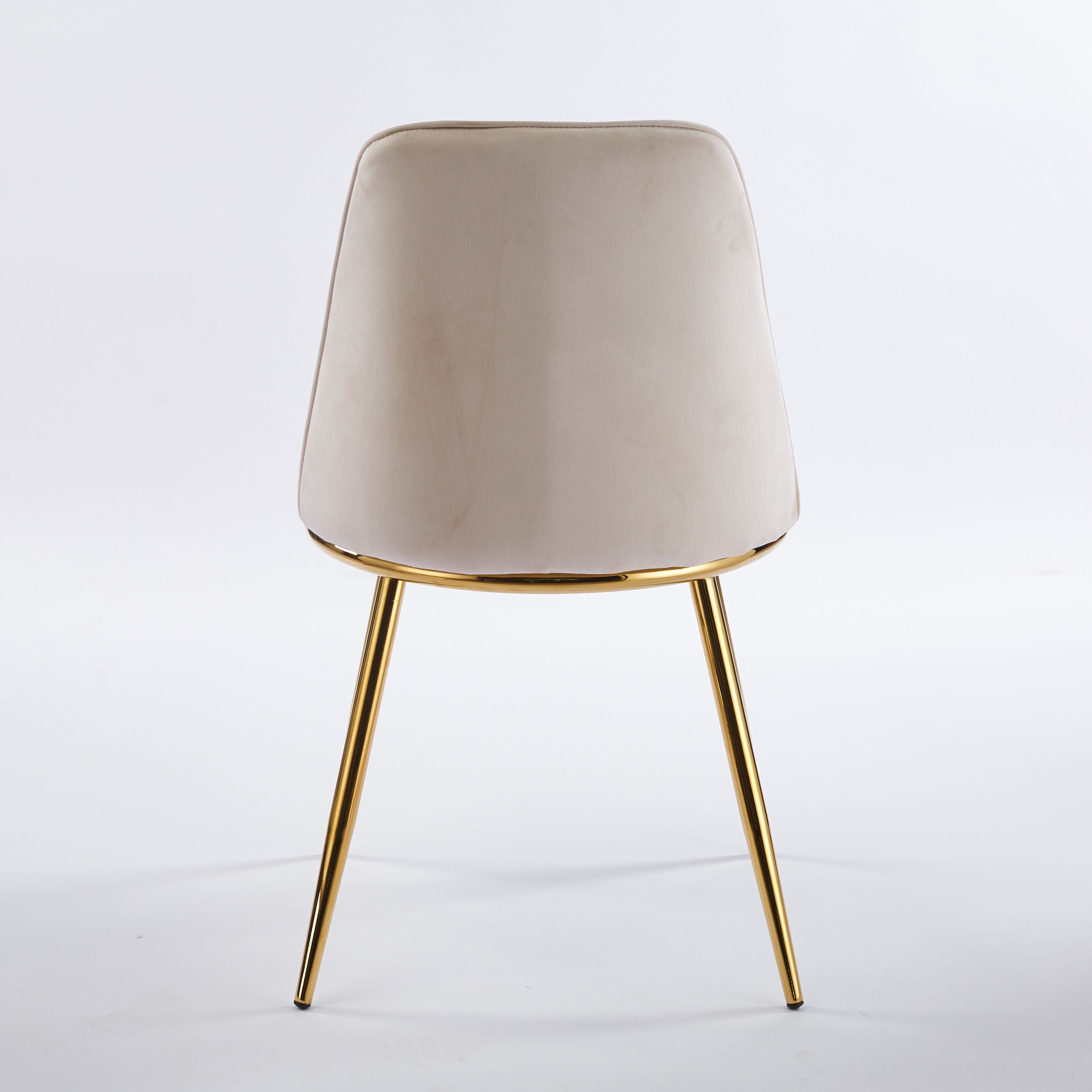 Modern Cream White Dining Chair  - Gold-Plated Metal Legs, Velvet Upholstery 2pCS/CTN
