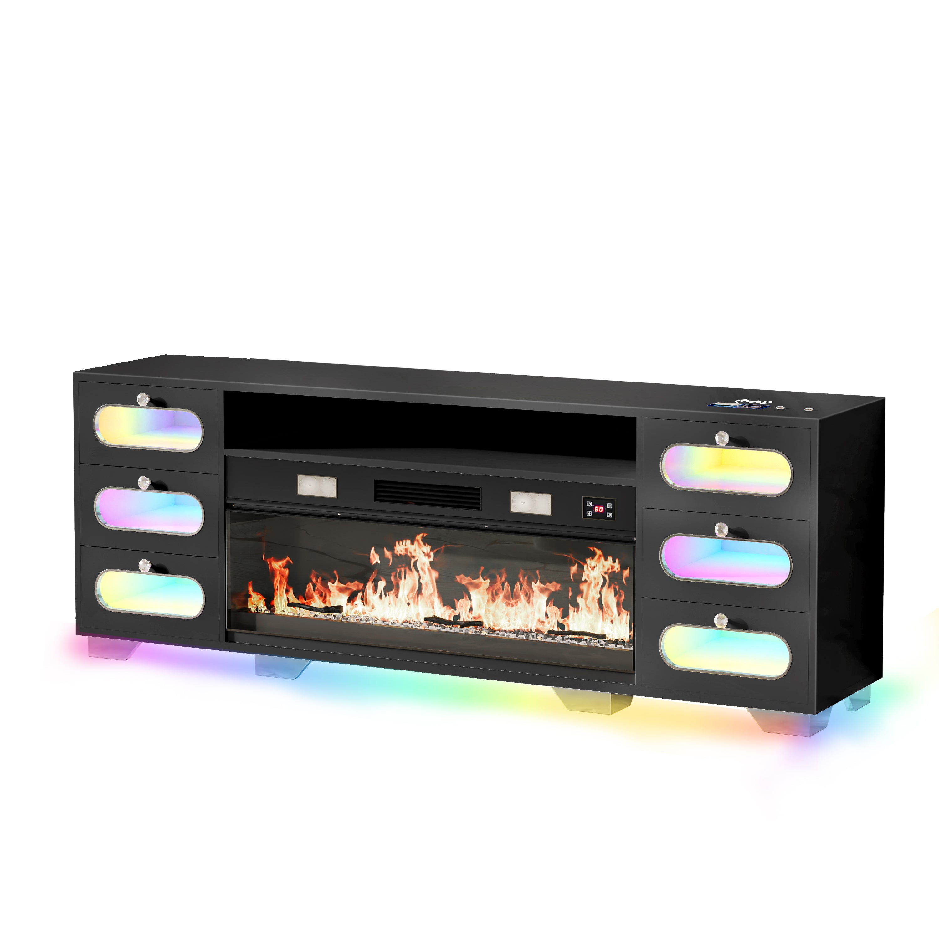 Fully assembled 71“ TV Stand with Fireplace