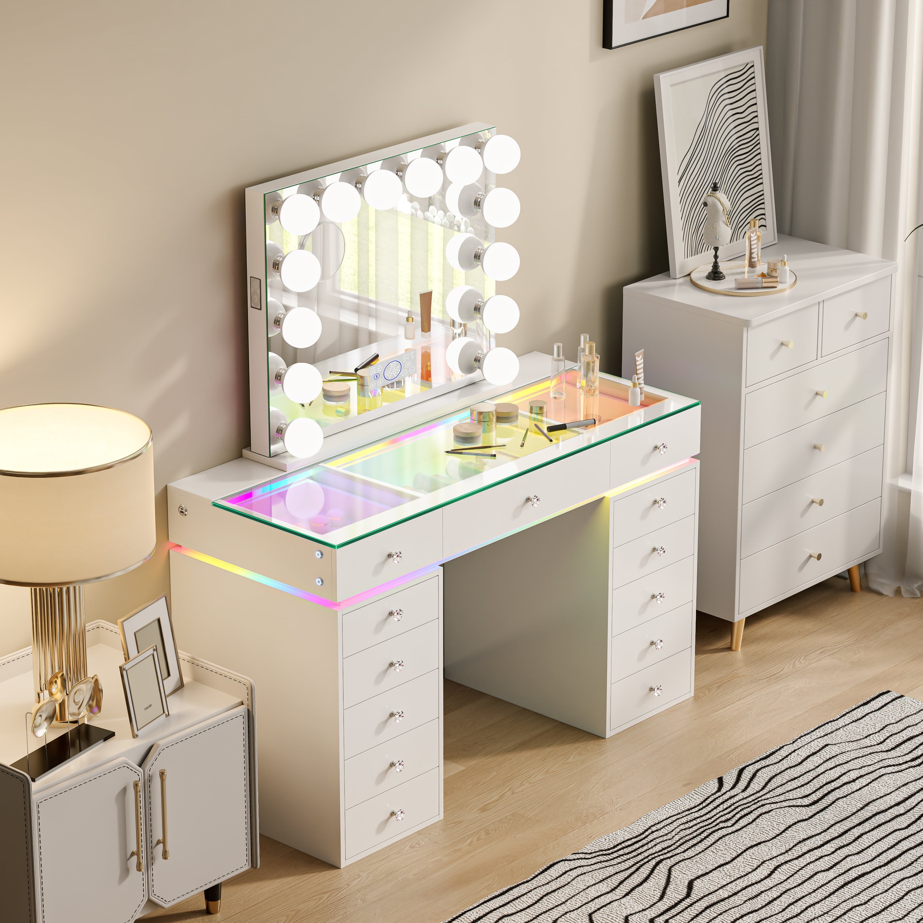 VANITII Mini Eva Vanity Desk Set - 13 Storage Drawers