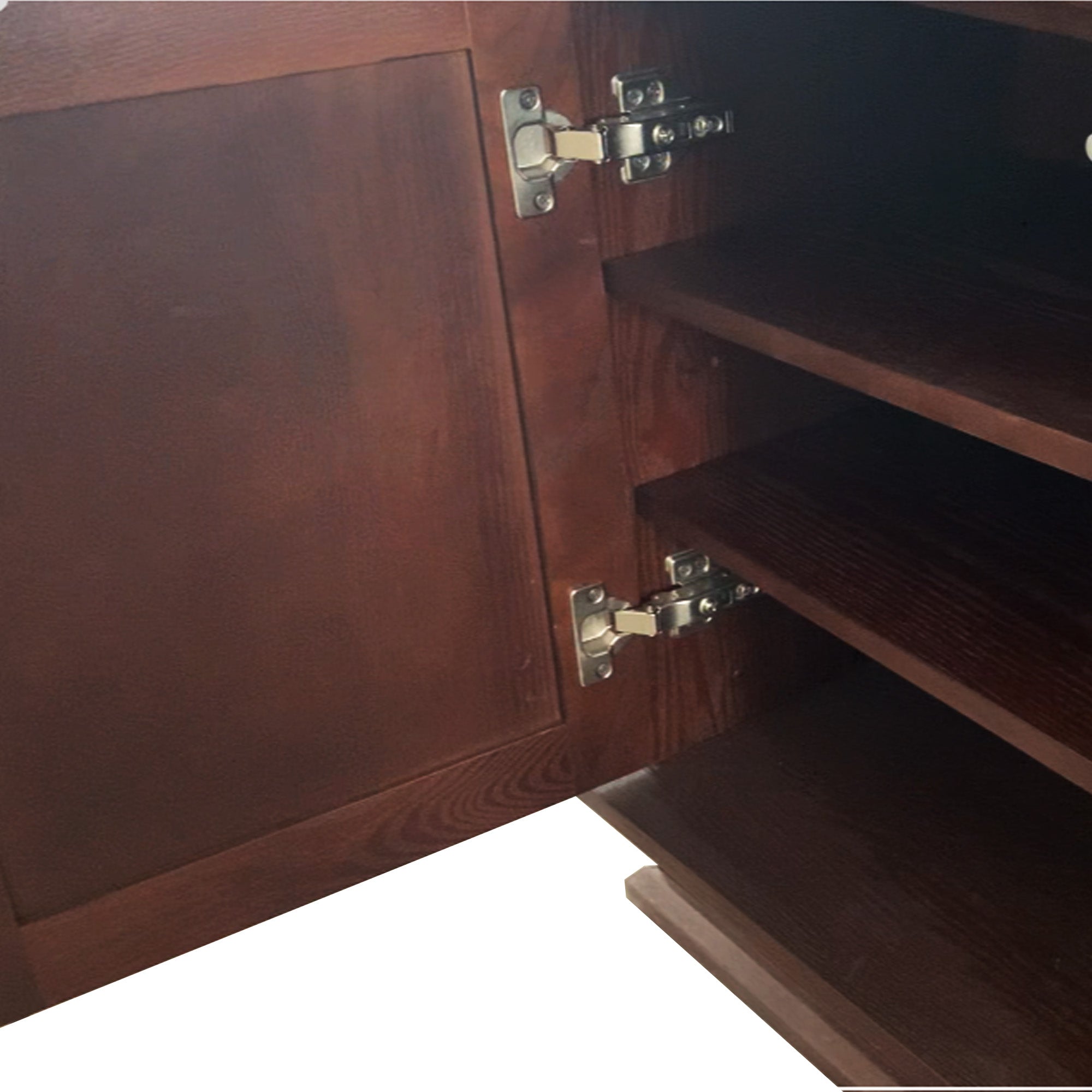 Fully Assembled 70" Dark Mahogany Ash Veneer Fireplace TV Stand