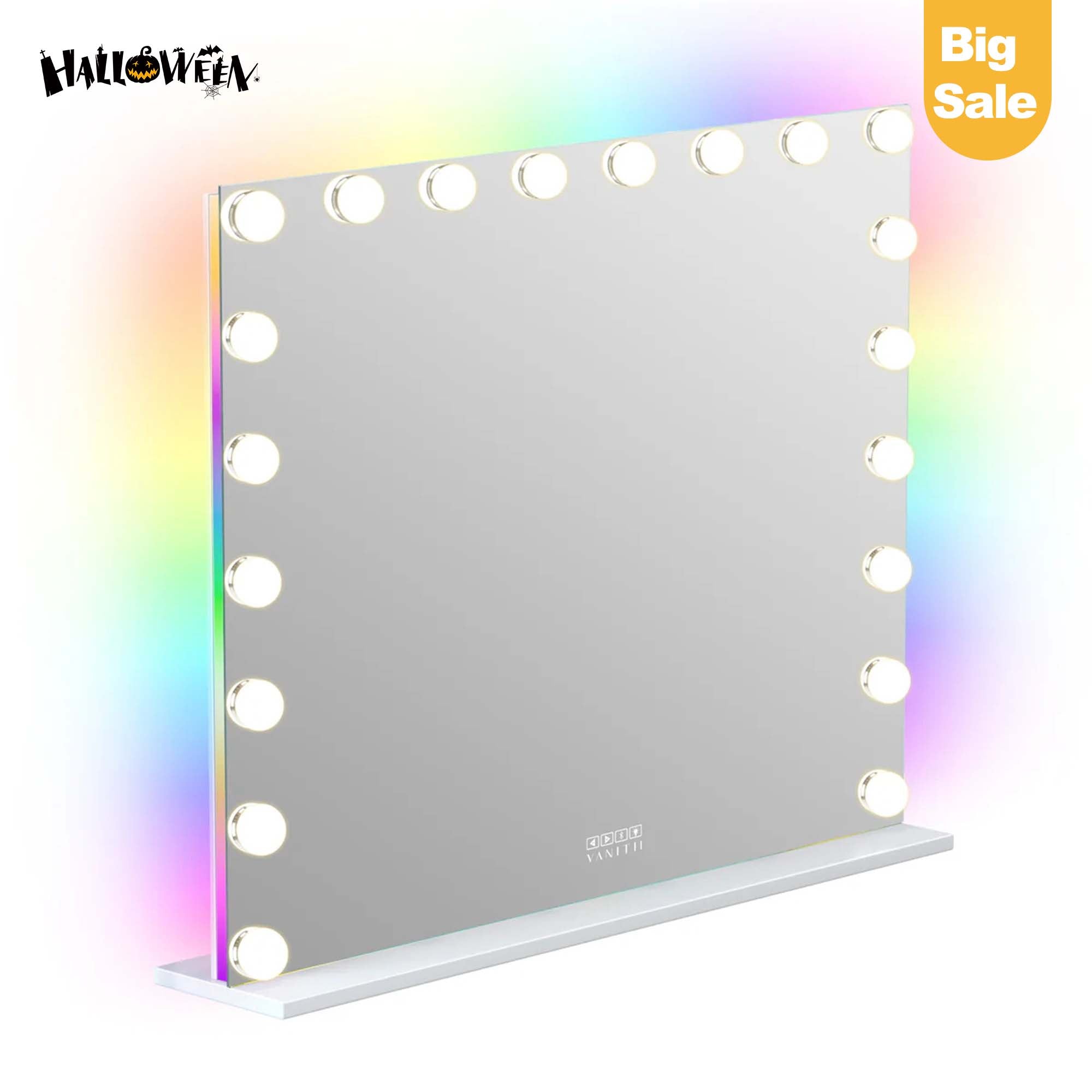 VANITII Mary Hollywood Glow Vanity Mirror with RGB and Bluetooth Speaker- 20 Dimmable LED Bulbs