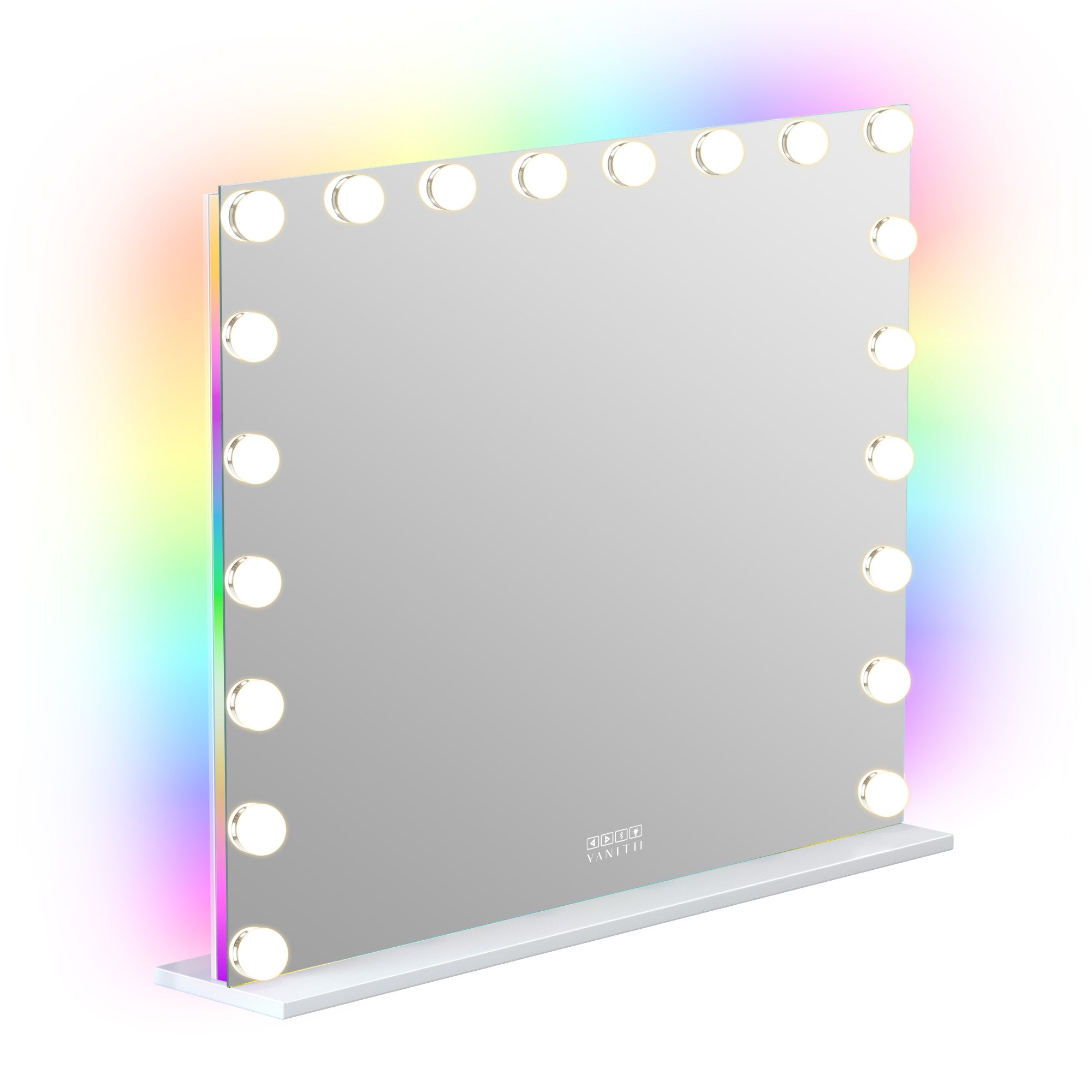 VANITII Mary Hollywood Glow Vanity Mirror with RGB and Bluetooth Speaker- 20 Dimmable LED Bulbs