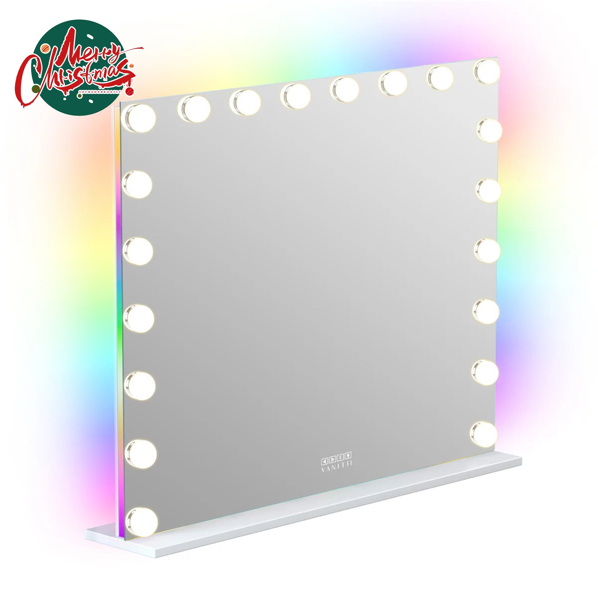 VANITII Mary Hollywood Glow Vanity Mirror with RGB and Bluetooth Speaker- 20 Dimmable LED Bulbs