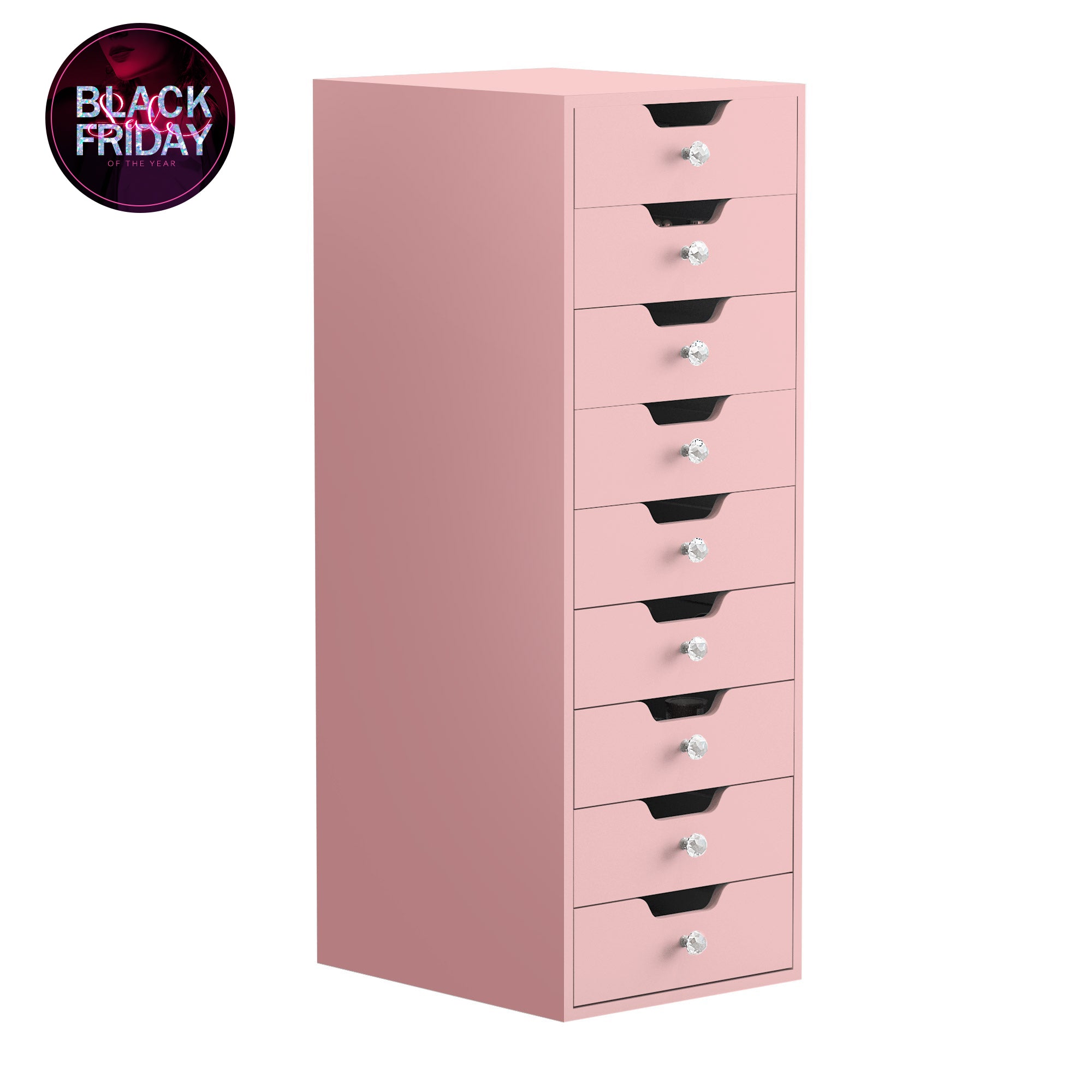 VANITII 9-Drawer Makeup Vanity Storage Unit-Pink