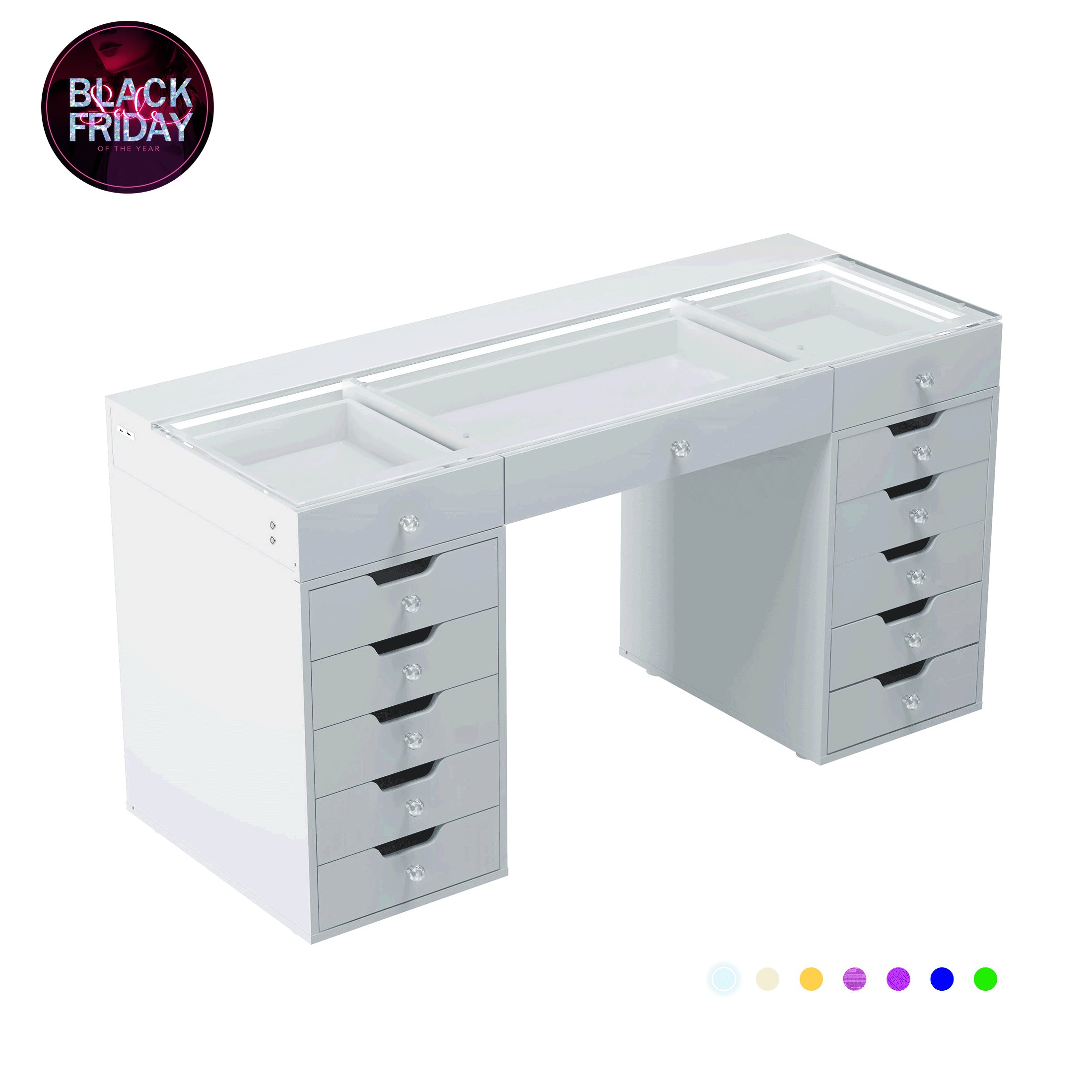 VANITII Eva-RGB Vanity Desk Pro - 13 Storage Drawers