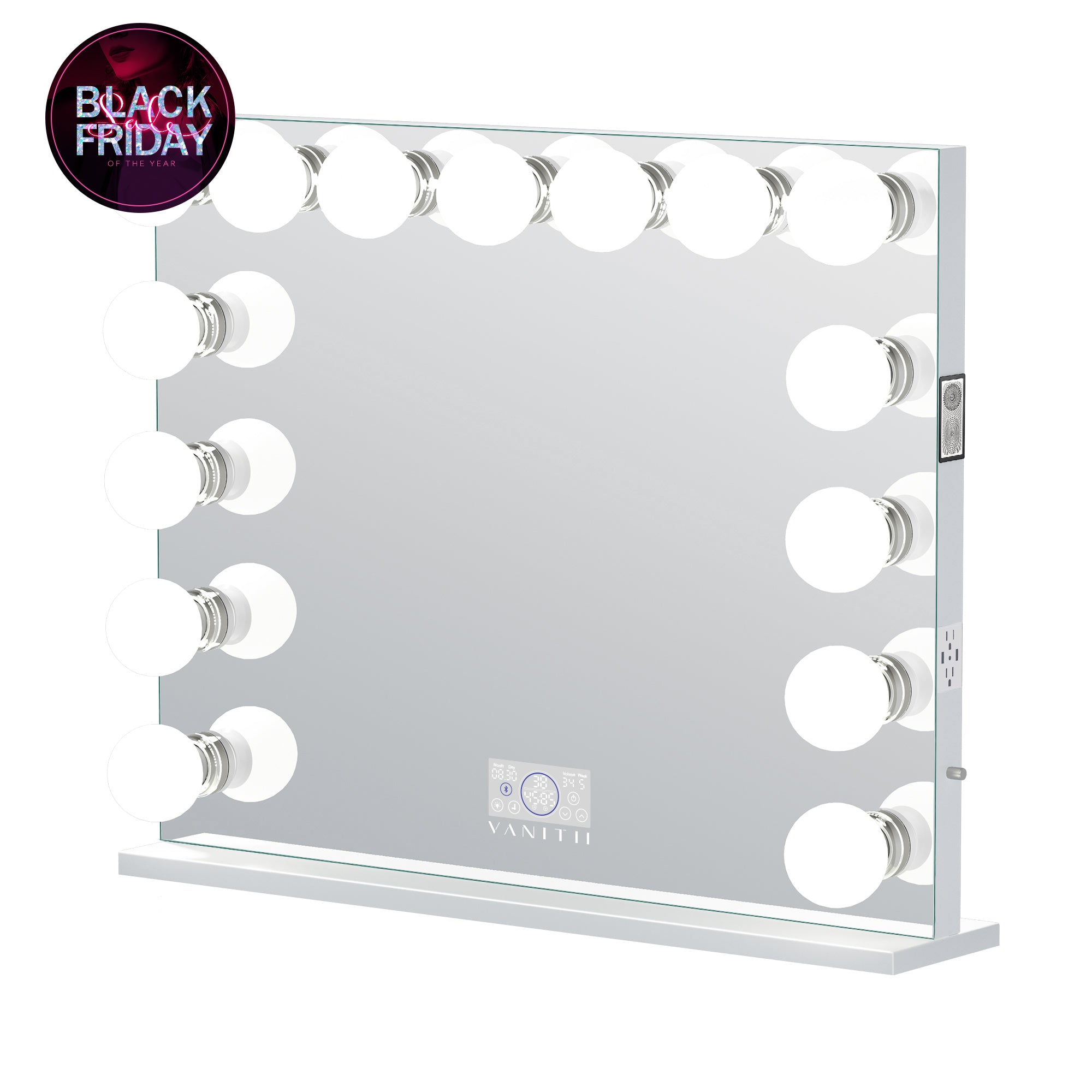 VANITII Marilyn Hollywood Vanity Mirror Pro Max - Tabletop or Wall Mount Vanity Mirror with 15 Dimmable LED Bulbs