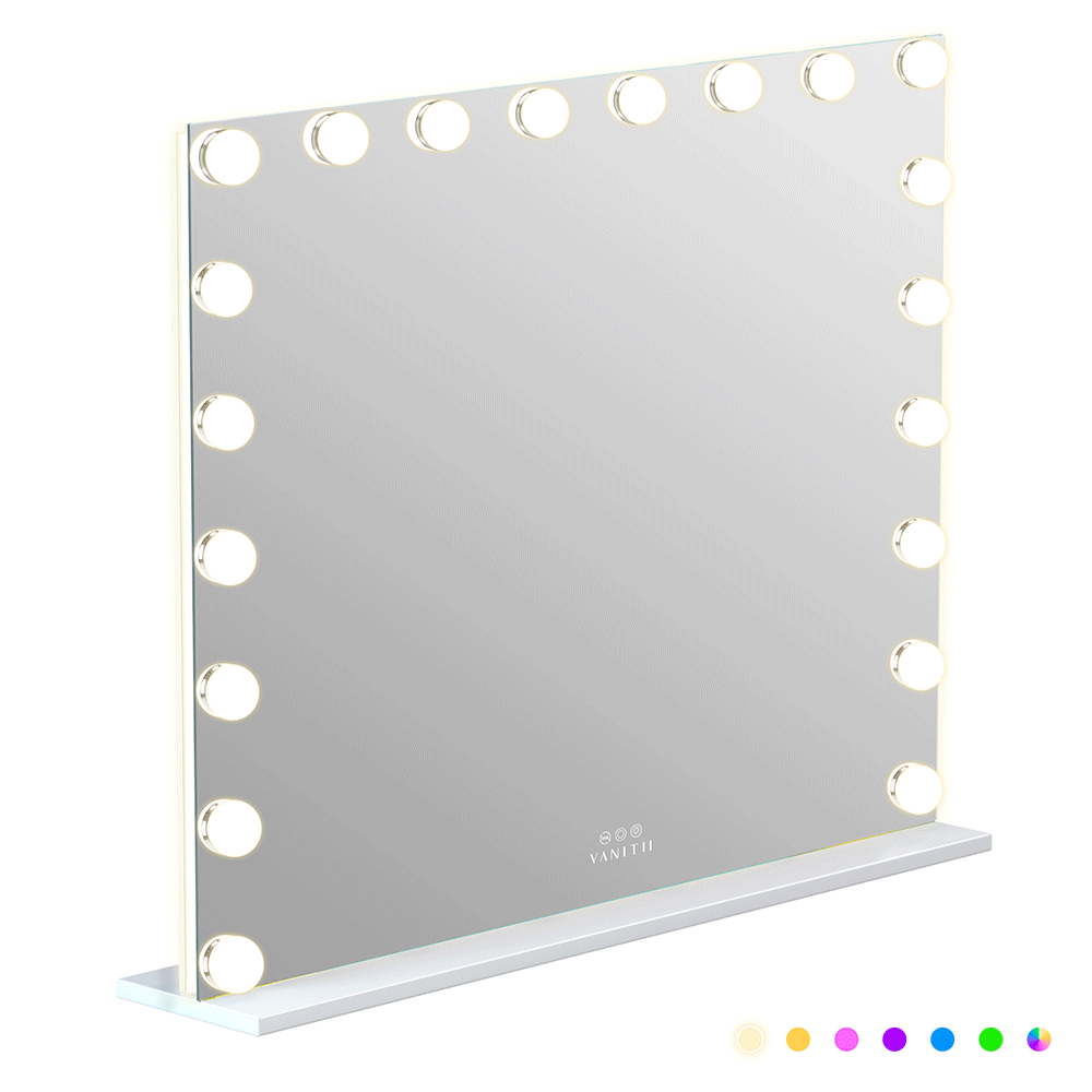 VANITII Mary Hollywood Glow Vanity Mirror with RGB - 20 Dimmable LED Bulbs
