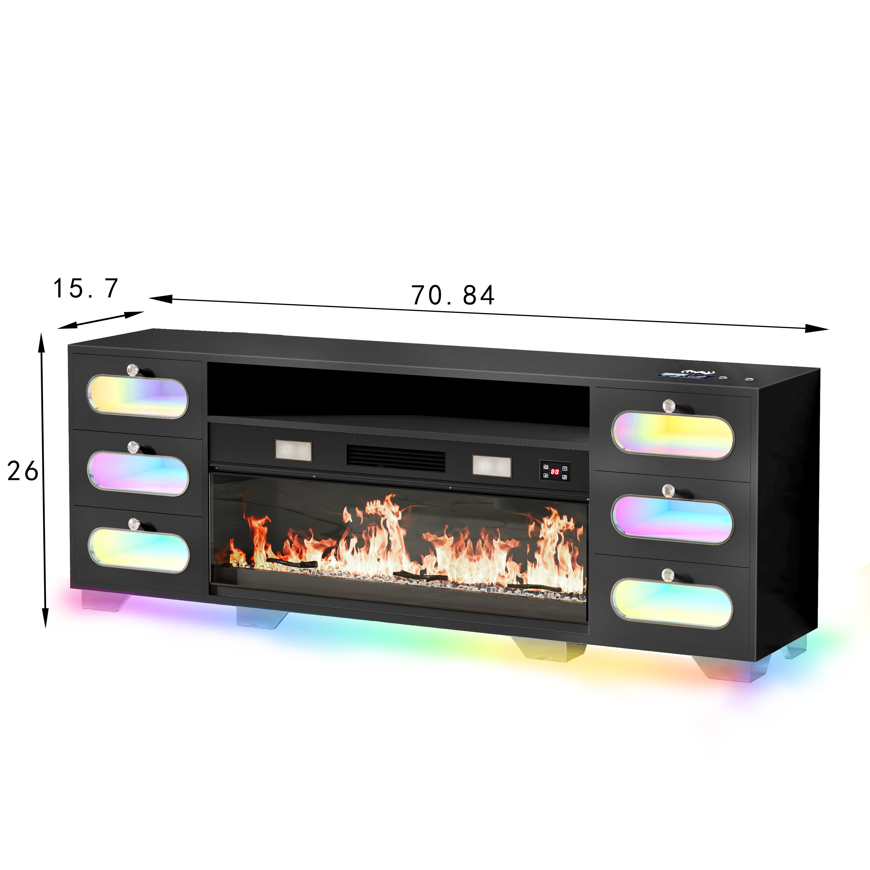 Fully assembled 71“ TV Stand with Fireplace