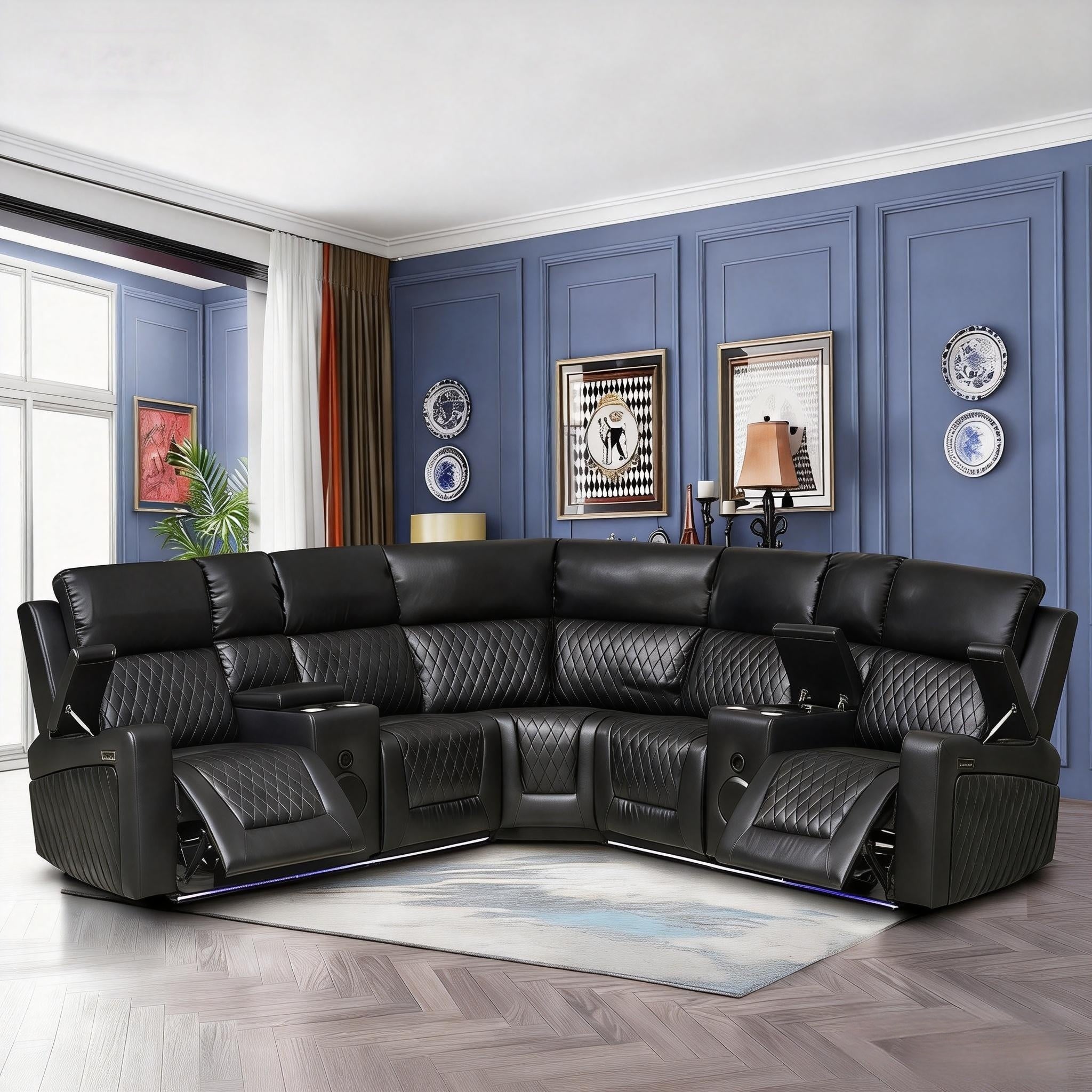 Luxury Leather Power Recliner with Cup Holder