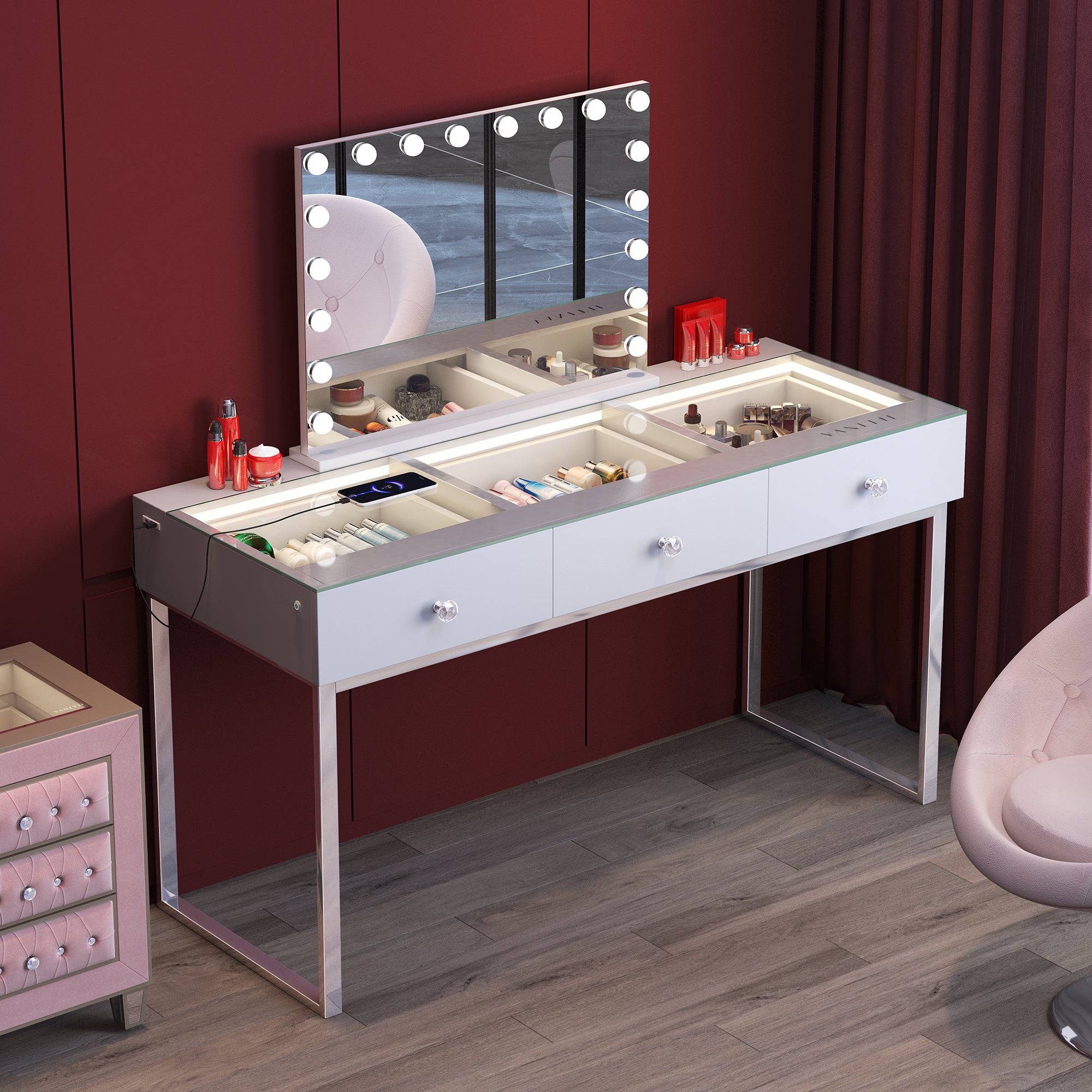 VANITII Billie Vanity Desk - 3 Storage Drawers