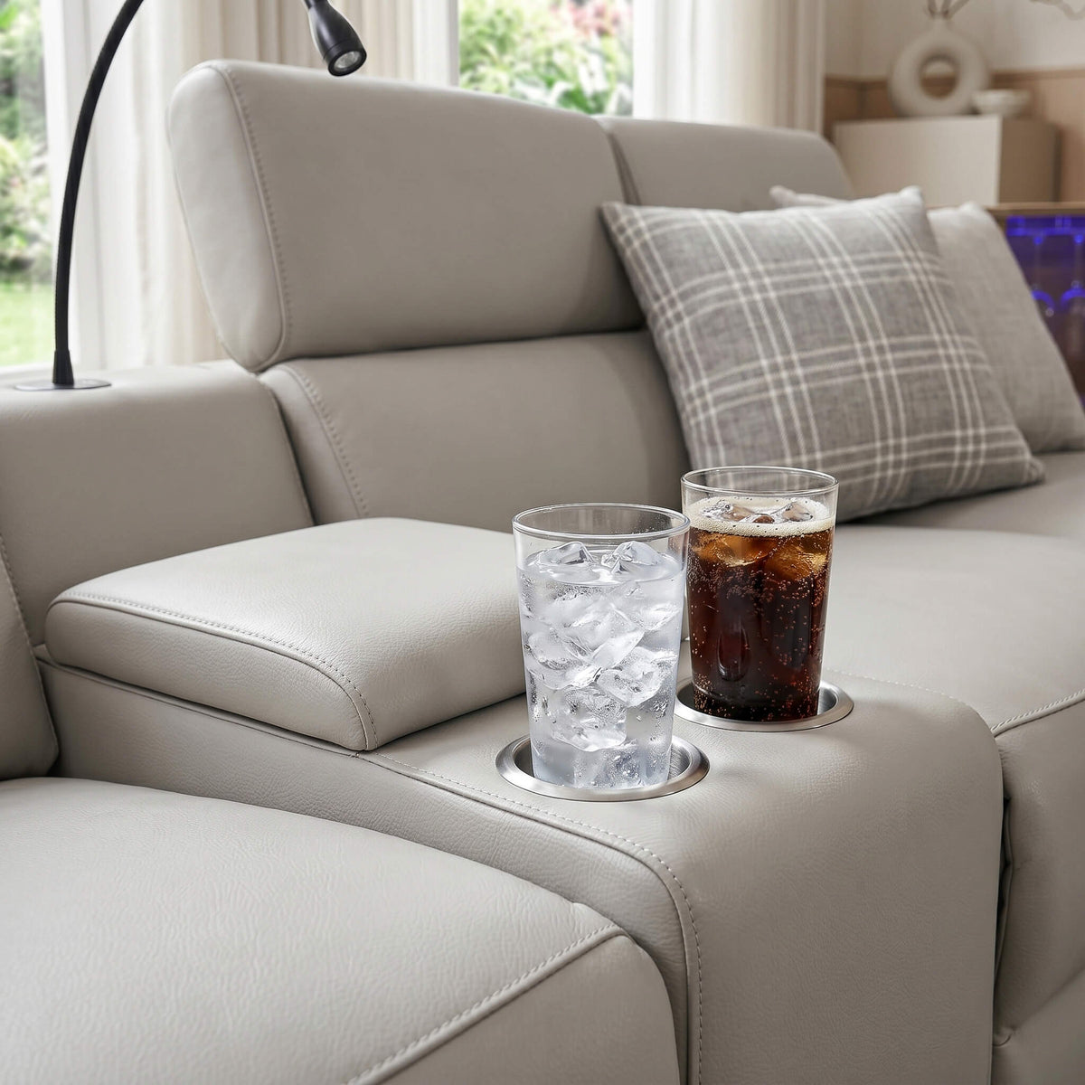 Luxury Leather Power Recliner with Rising Cabinet