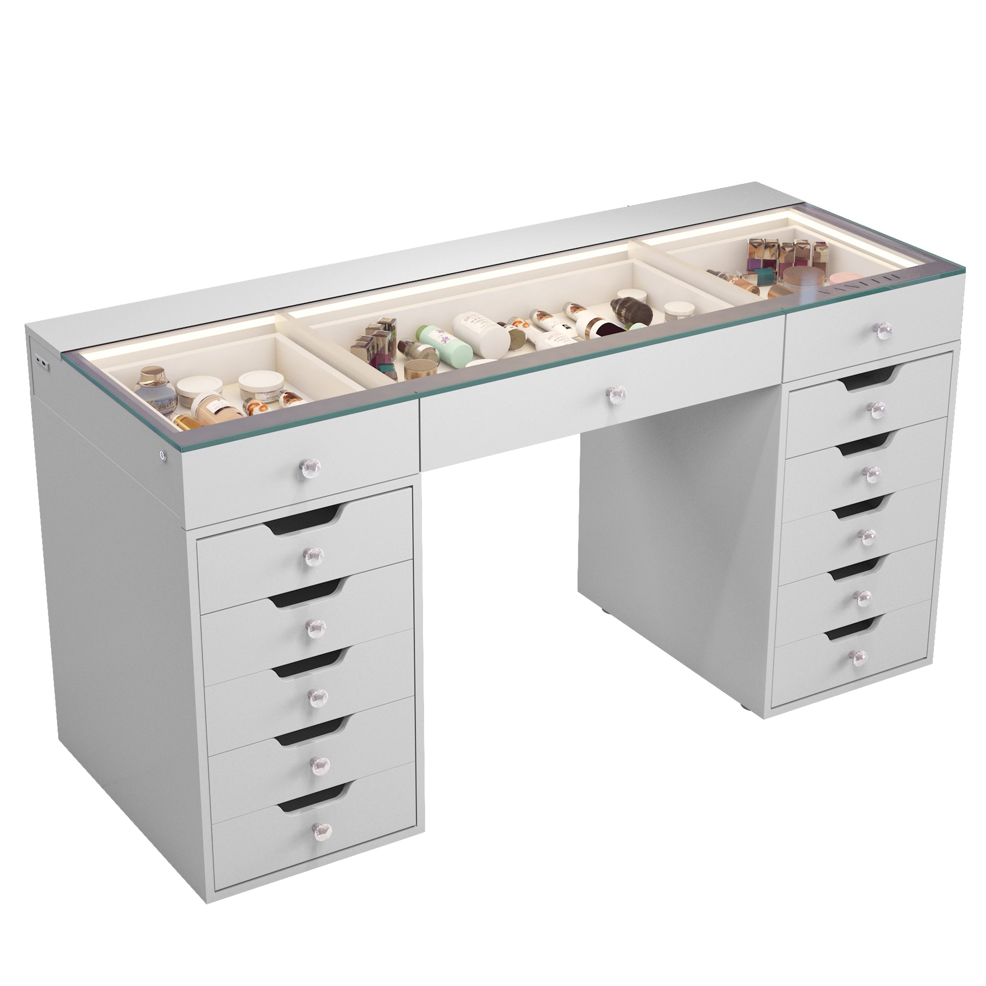 VANITII Eva Vanity Desk - 13 Storage Drawers