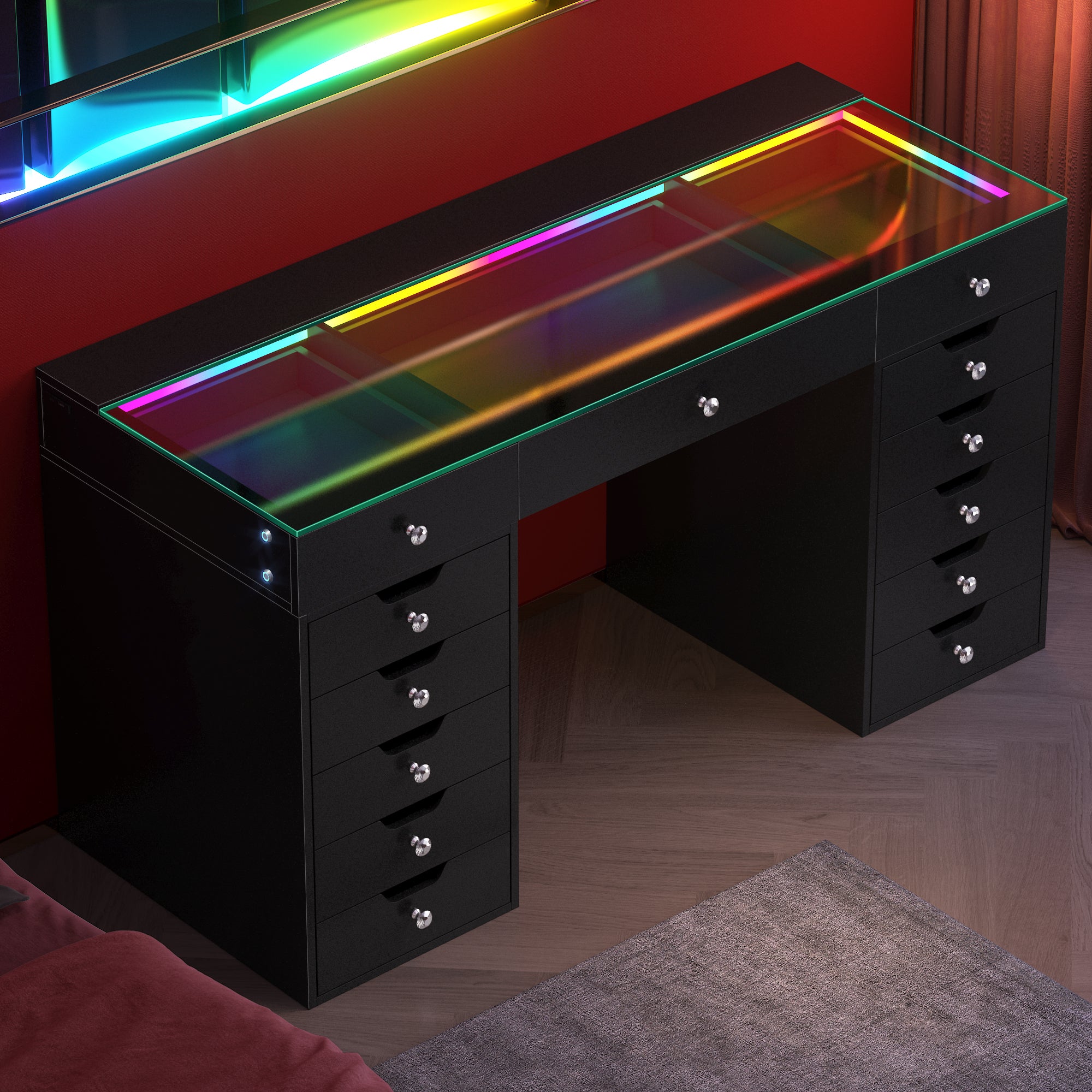 VANITII Eva-RGB Vanity Desk Pro - 13 Storage Drawers