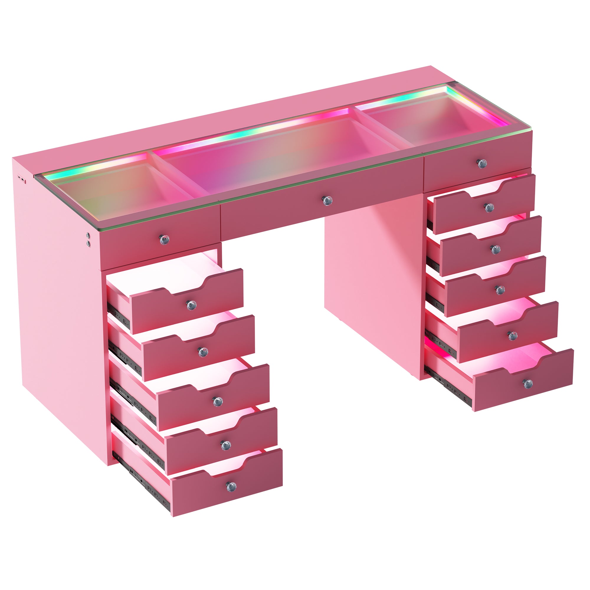 VANITII Eva Vanity Desk  - 13 Storage Drawers with Full Light &RGB