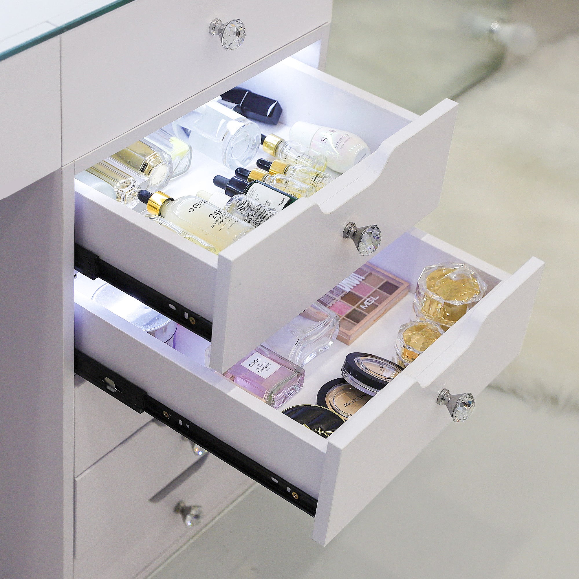 VANITII Eva Vanity Desk  - 13 Storage Drawers with Full Light &RGB