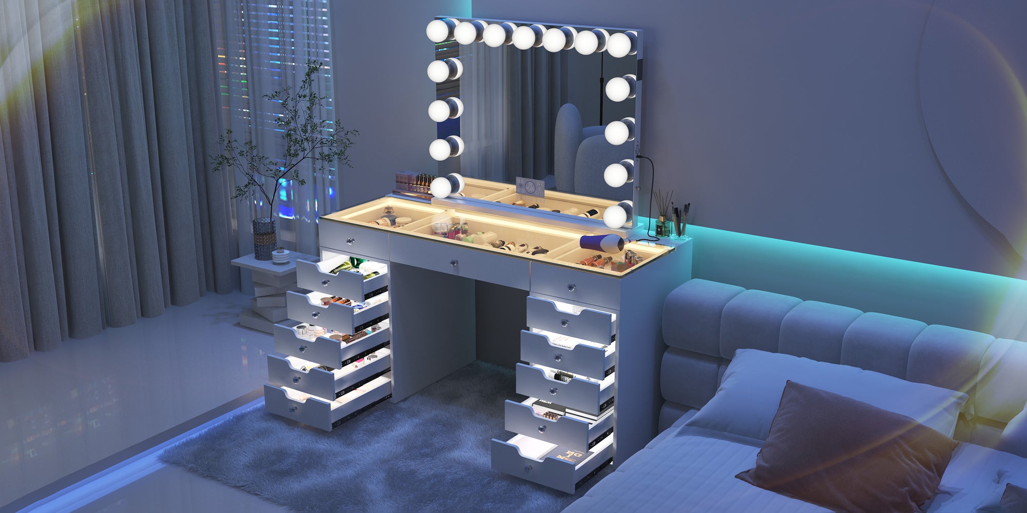 vanity table with drawers