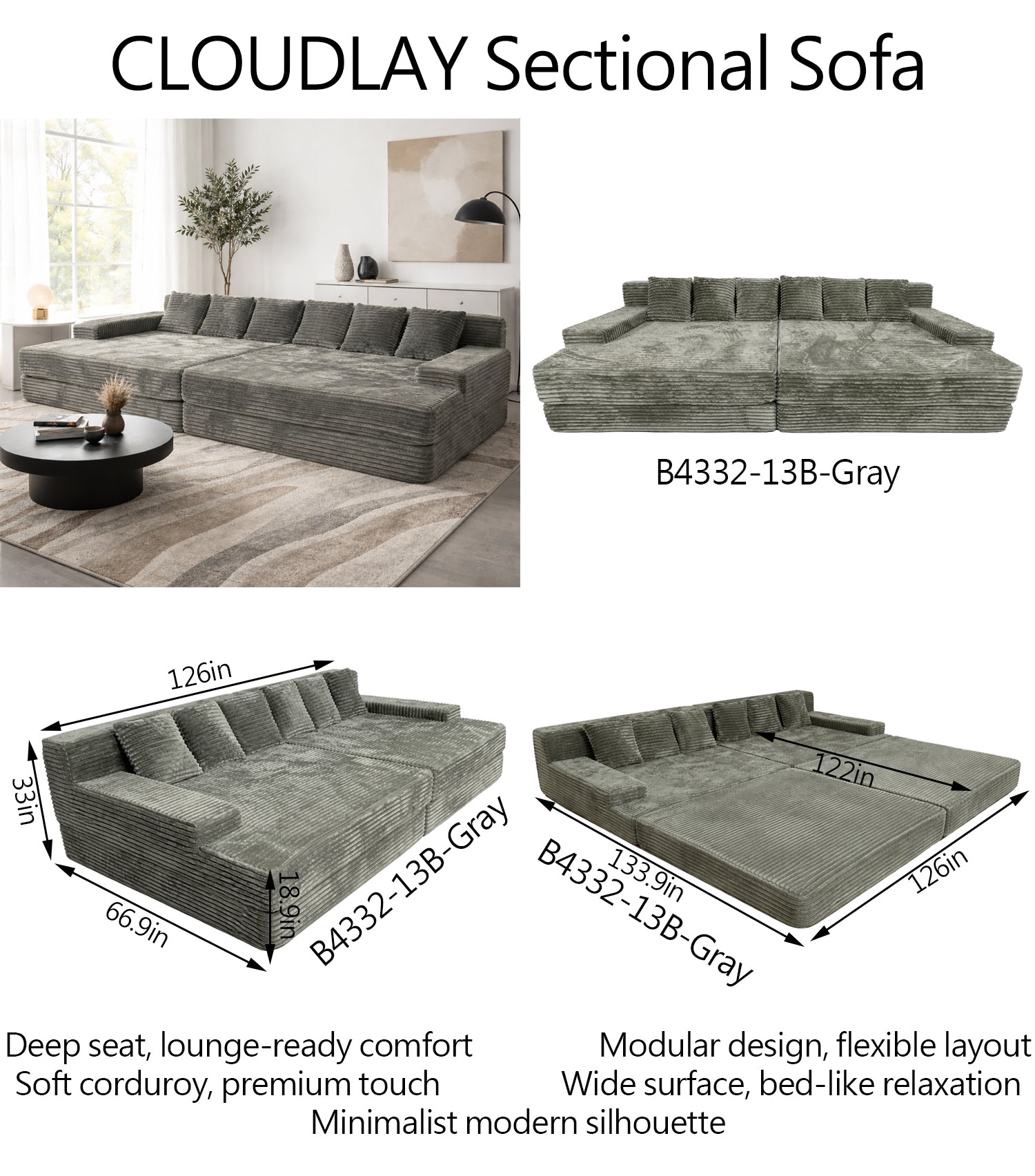 CLOUDLAY Sectional Sofa-B