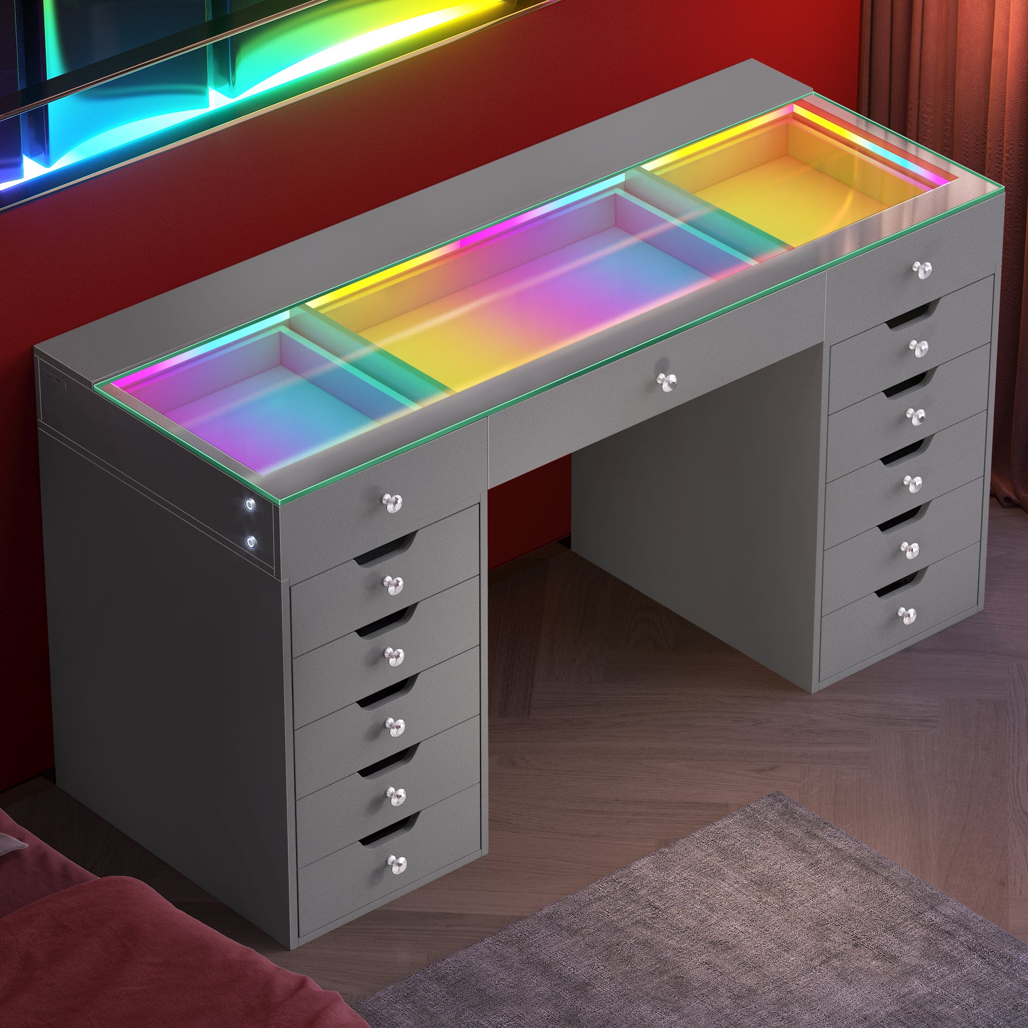 VANITII Eva-RGB Vanity Desk Pro - 13 Storage Drawers