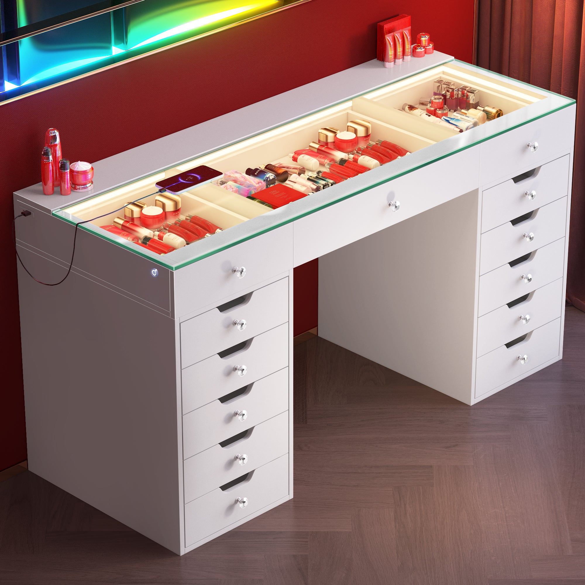 VANITII Eva Vanity Desk - 13 Storage Drawers