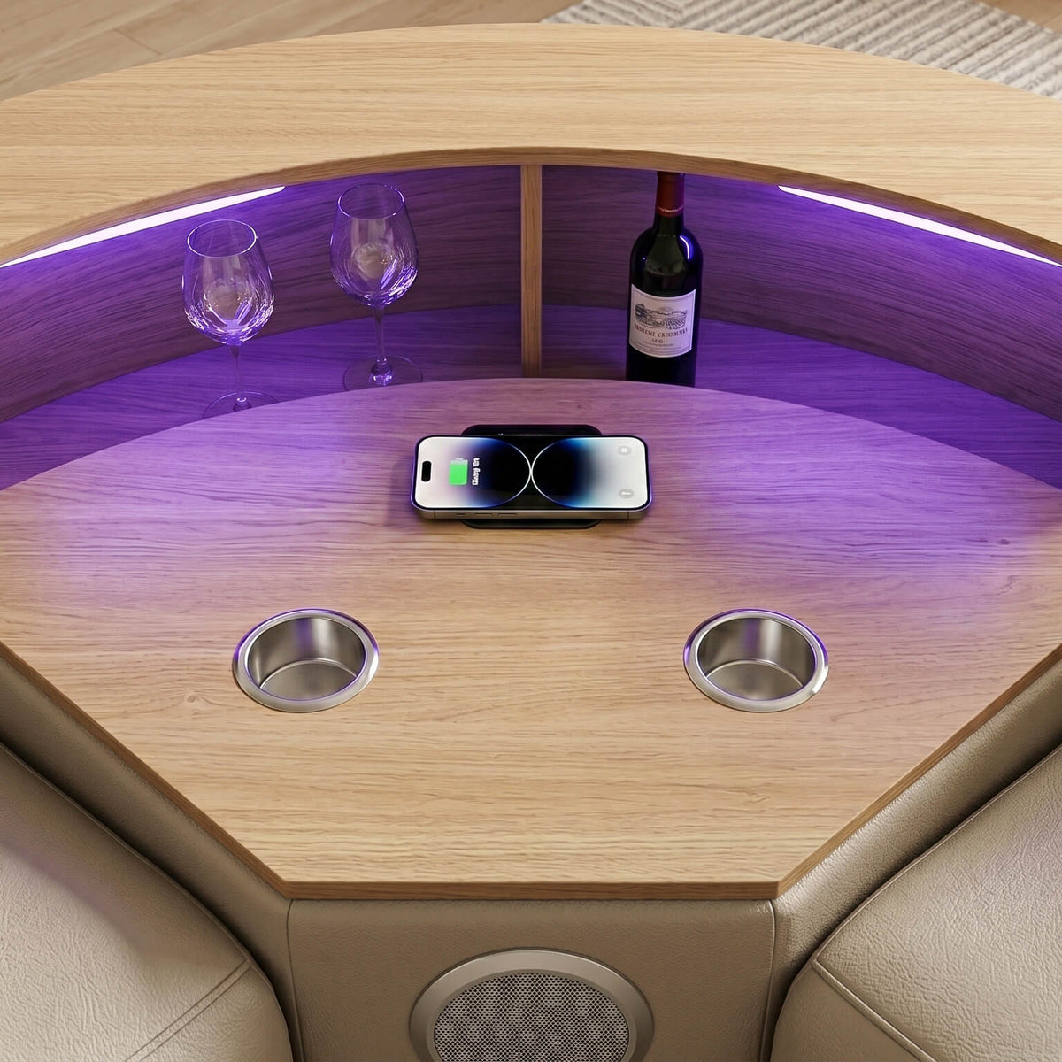 Luxury Leather Power Recliner with Rising Cabinet